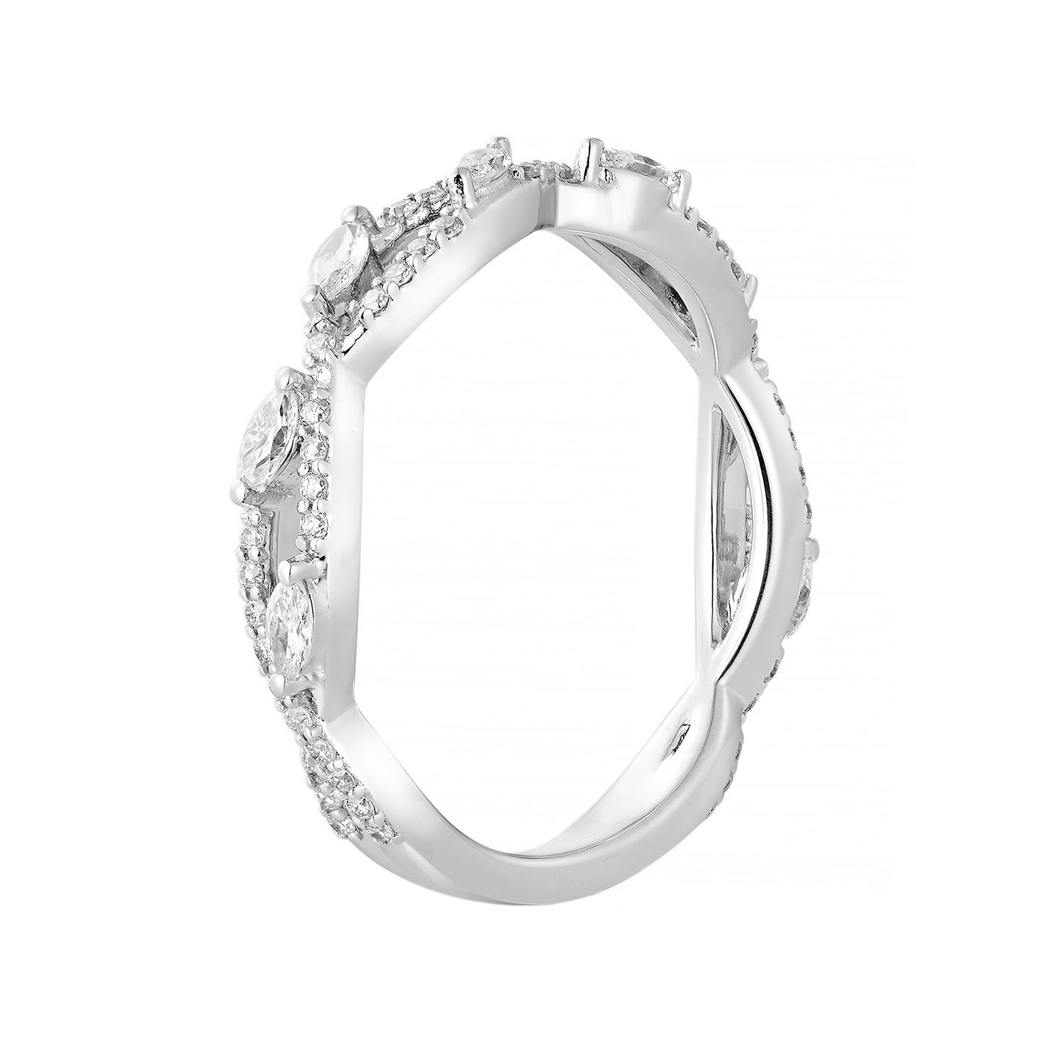 14K White Gold Lab Grown Marquise Diamond Wedding Band MZ2588