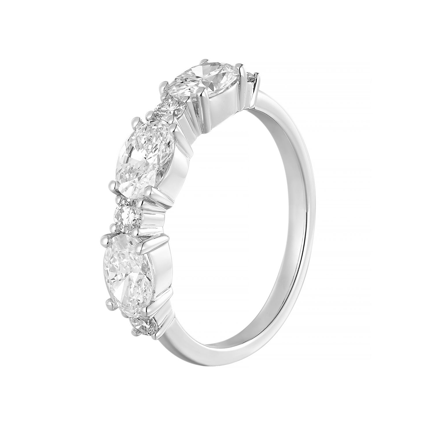 14K White Gold Lab Grown Oval-Shape Diamond Wedding Band MZ2593