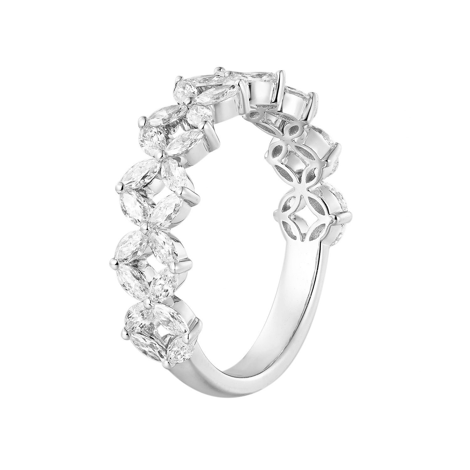 14K White Gold Lab Grown Marquise Diamond Wedding Band MZ2577