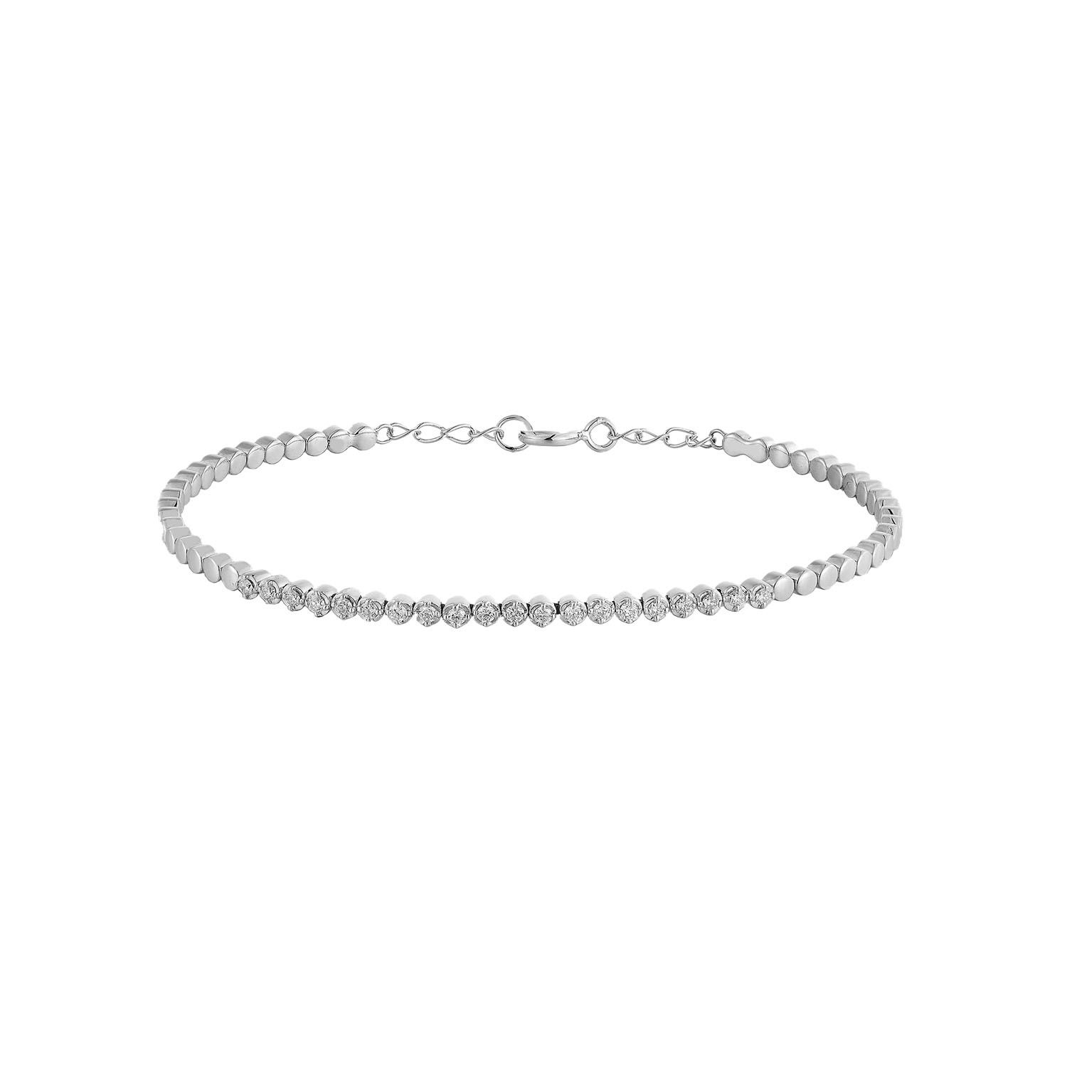 14K White/Yellow Gold Natural Diamond  Bracelet MZ2379, Colour: 14KWhite-3.82g-0.245ct-ND