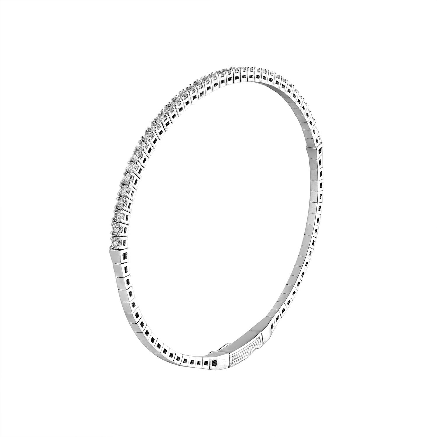 14K White Gold Round Natural Natural Diamond  Bangle Natural Diamond MZ2383, Colour: 14KWhite-6.53g-1.174ct-ND