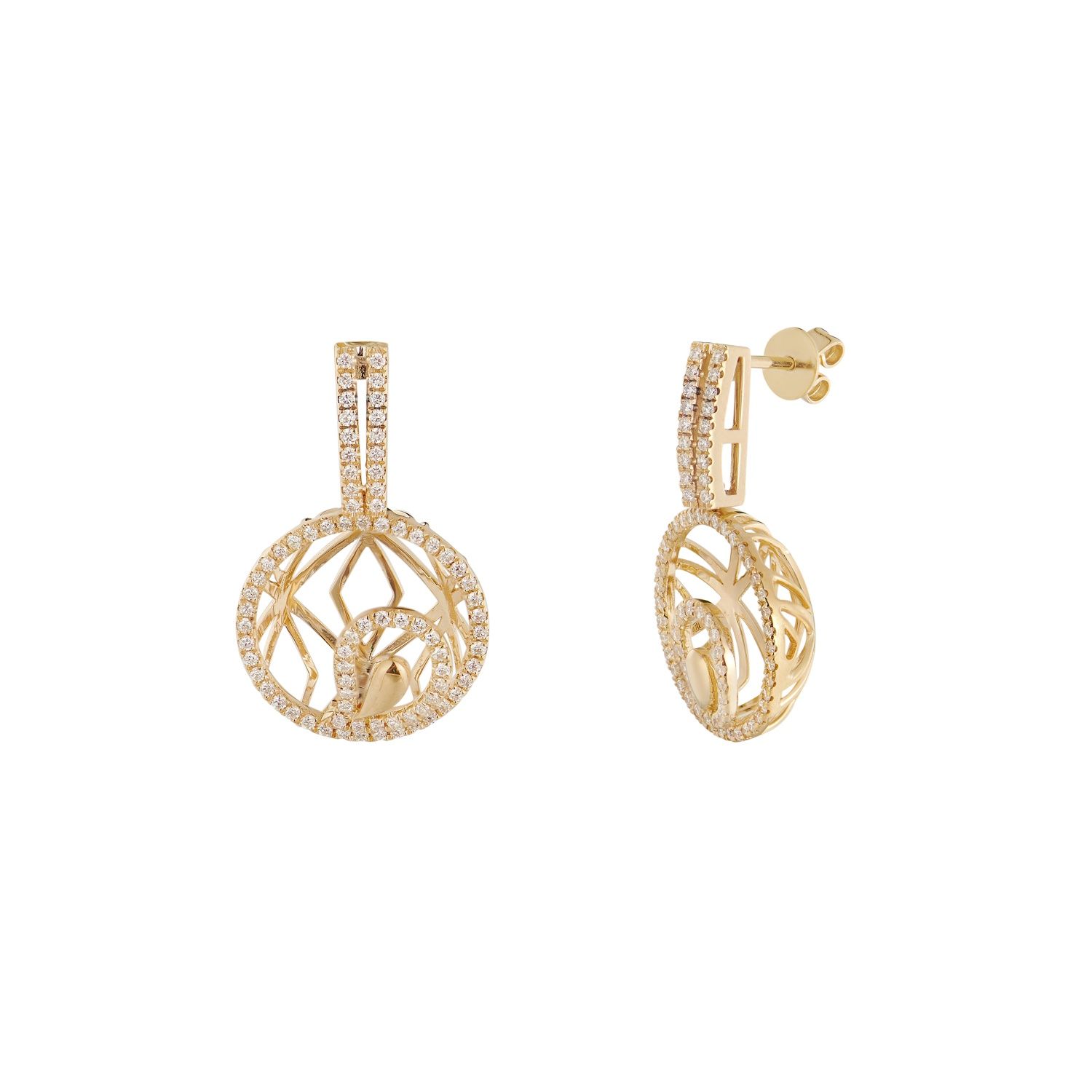 14K Yellow Gold Natural Diamond  Round Earring  MZ10238, Colour: 14KYellow-4.59g-0.544ct-ND
