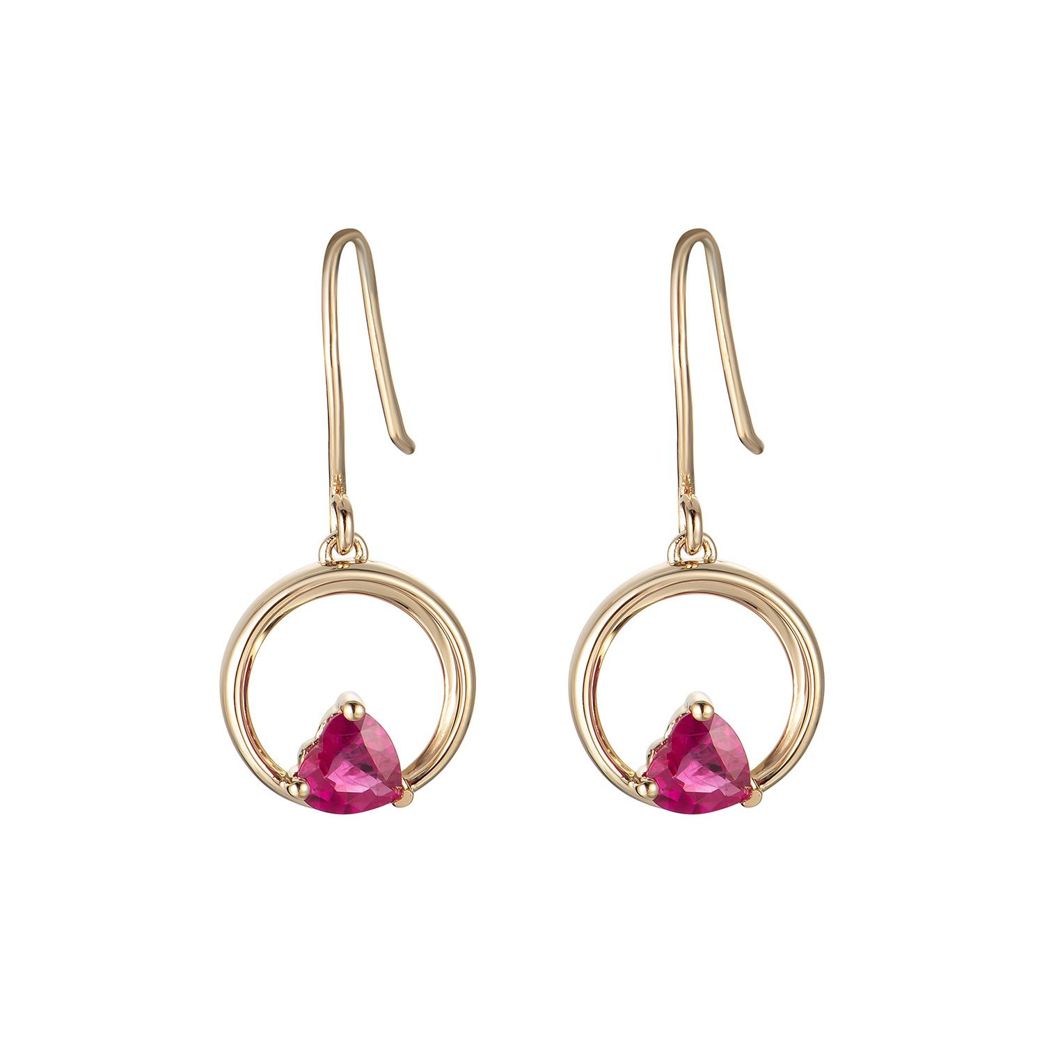 14K Yellow Gold Natural Ruby  And Diamond Earring MZ71102