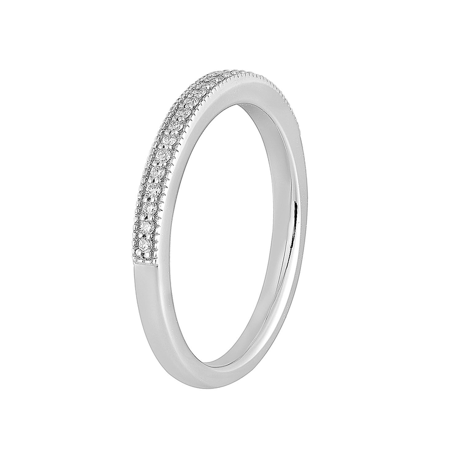 Anniversary Band 14K White Gold Round Natural Diamond  MZ12087, Colour: 14KW-2.54g-0.098ct-ND