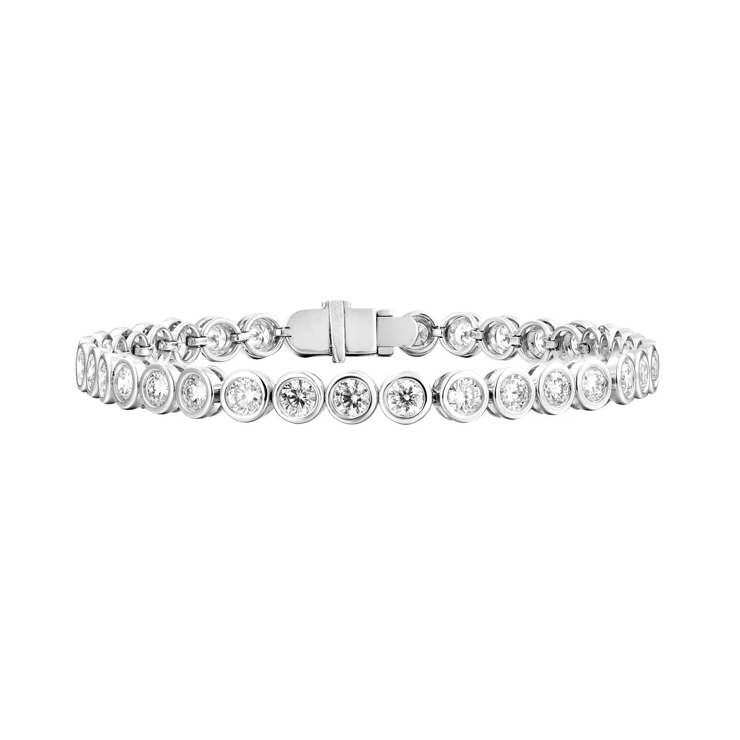 14K White/Yellow  Gold Lab Grown Diamond Bezel Set Bracelet MZ2440, Colour: 14kw-5.564ct-12.39g