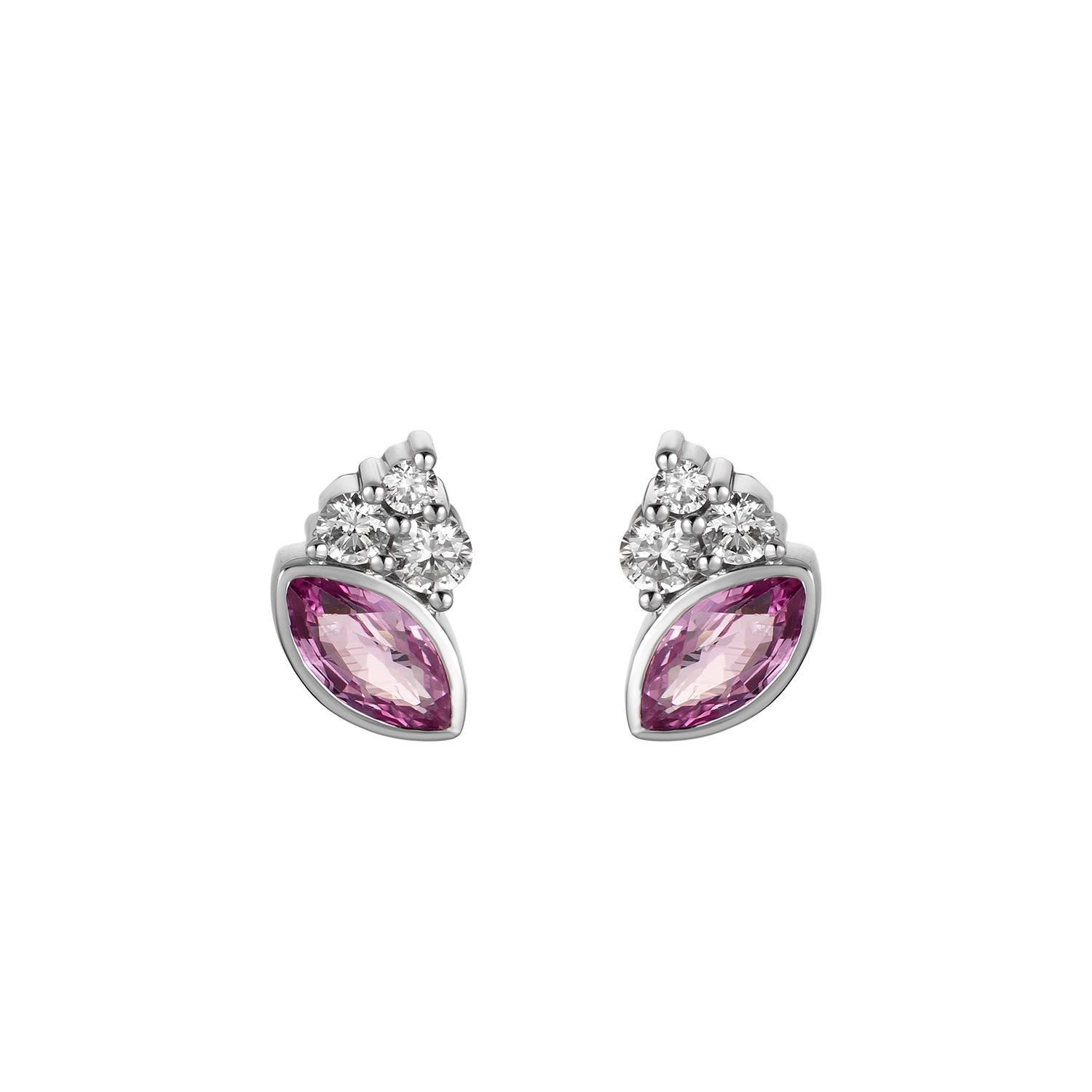 14K White Gold Ruby Natural Diamond  Stud Earrings MZ71089