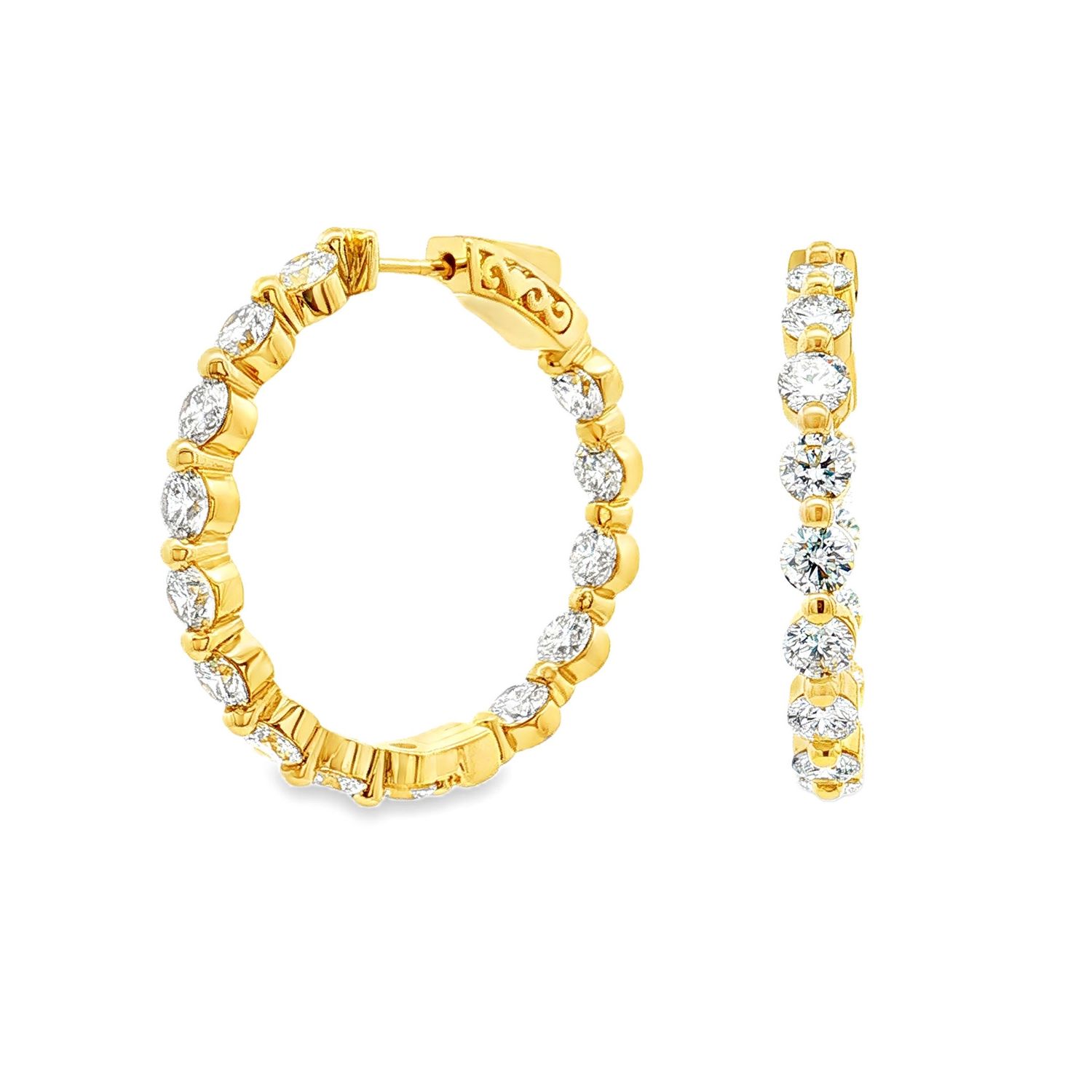 14K White/Yellow Gold Round Lab Grown Diamond  Hoop Earrings MZ10576, Colour: 14KY-12.83g-6.157ct-LG