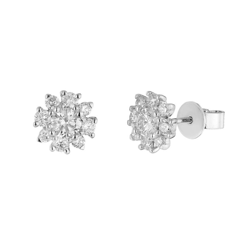 14K White Gold Round Natural Diamond  Stud Earrings MZ72426 Natural Diamond