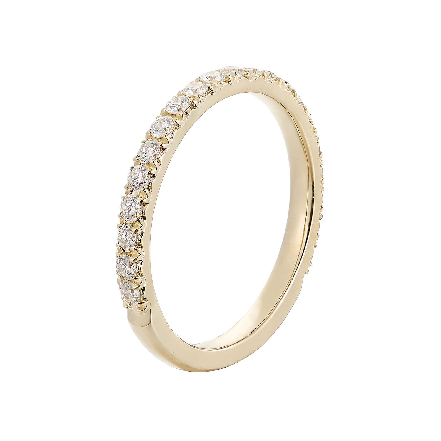 14K Yellow Gold Round Natural Diamond Wedding Band  HYDR2156-match, Colour: 14K Yellow Gold