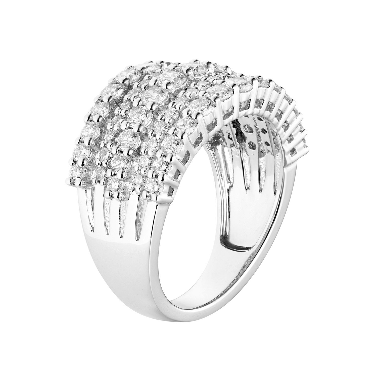 14K White Gold Natural Diamond  Wide Wedding Band MZ5663, Colour: 14KWhite-6.33g-1.841ct-ND