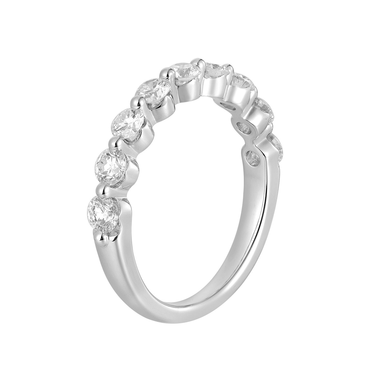 14K White Gold Round Natural Diamond  Anniversary Band MZ10438, Colour: 14KWhite-2.76g-0.913ct-ND