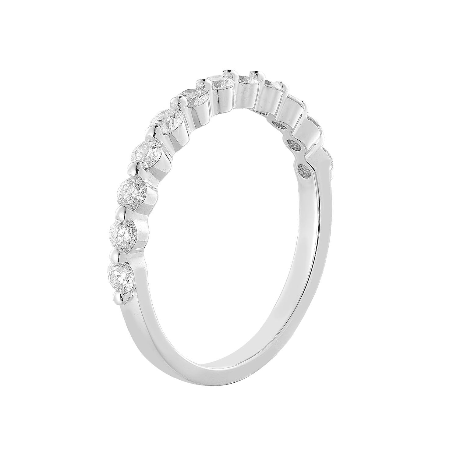 14K White Gold Round Natural Diamond Wedding Band MZ1116, Colour: 14KWhite-1.53g-0.501ct-ND
