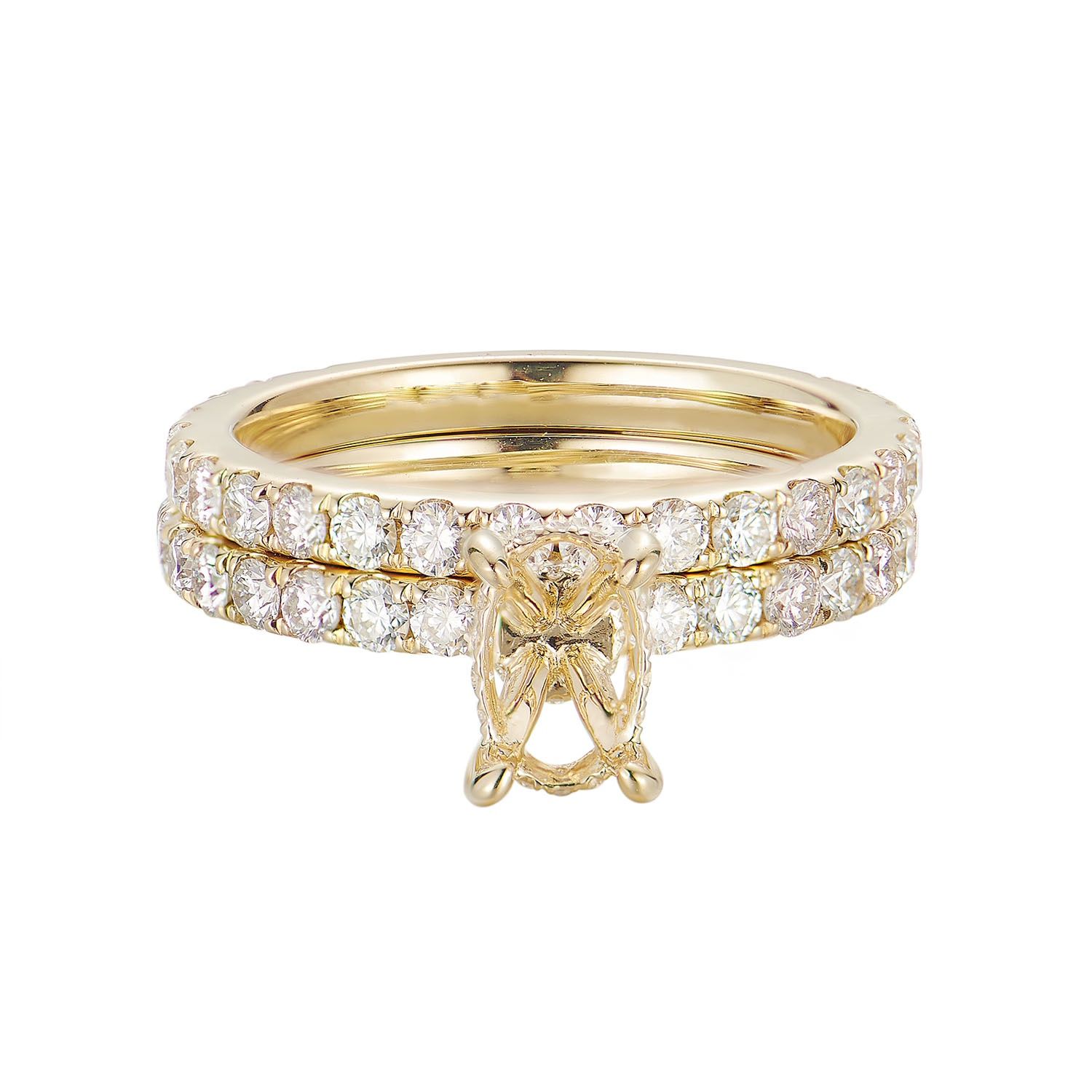 14K Yellow Gold Natural Diamond  Engagement Ring/ Ring Set MZ1416, Colour: 14K Yellow