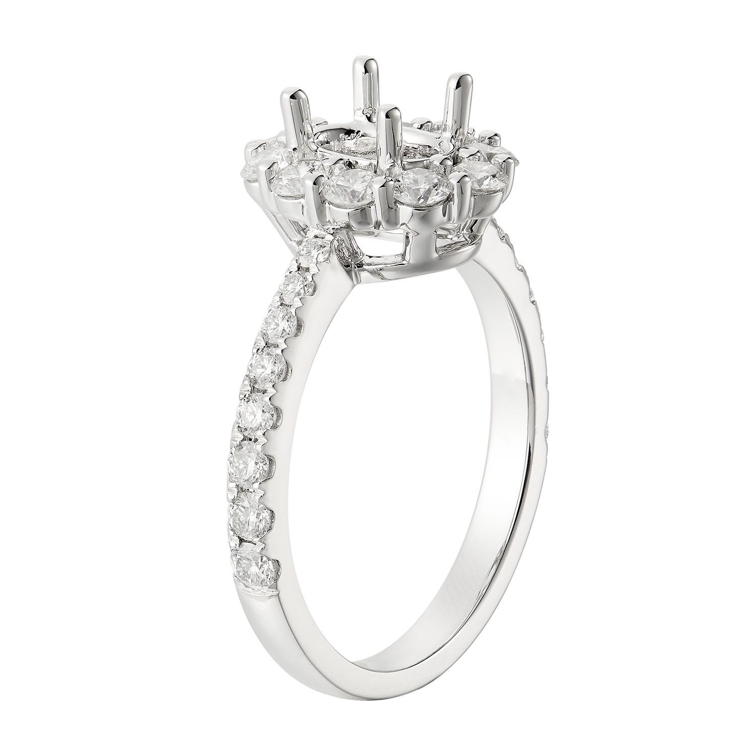 14K White Gold Oval Center Halo Natural Diamond Engagement Ring MZ6383, Colour: 14KWhite-4.0g-0.902ct-ND