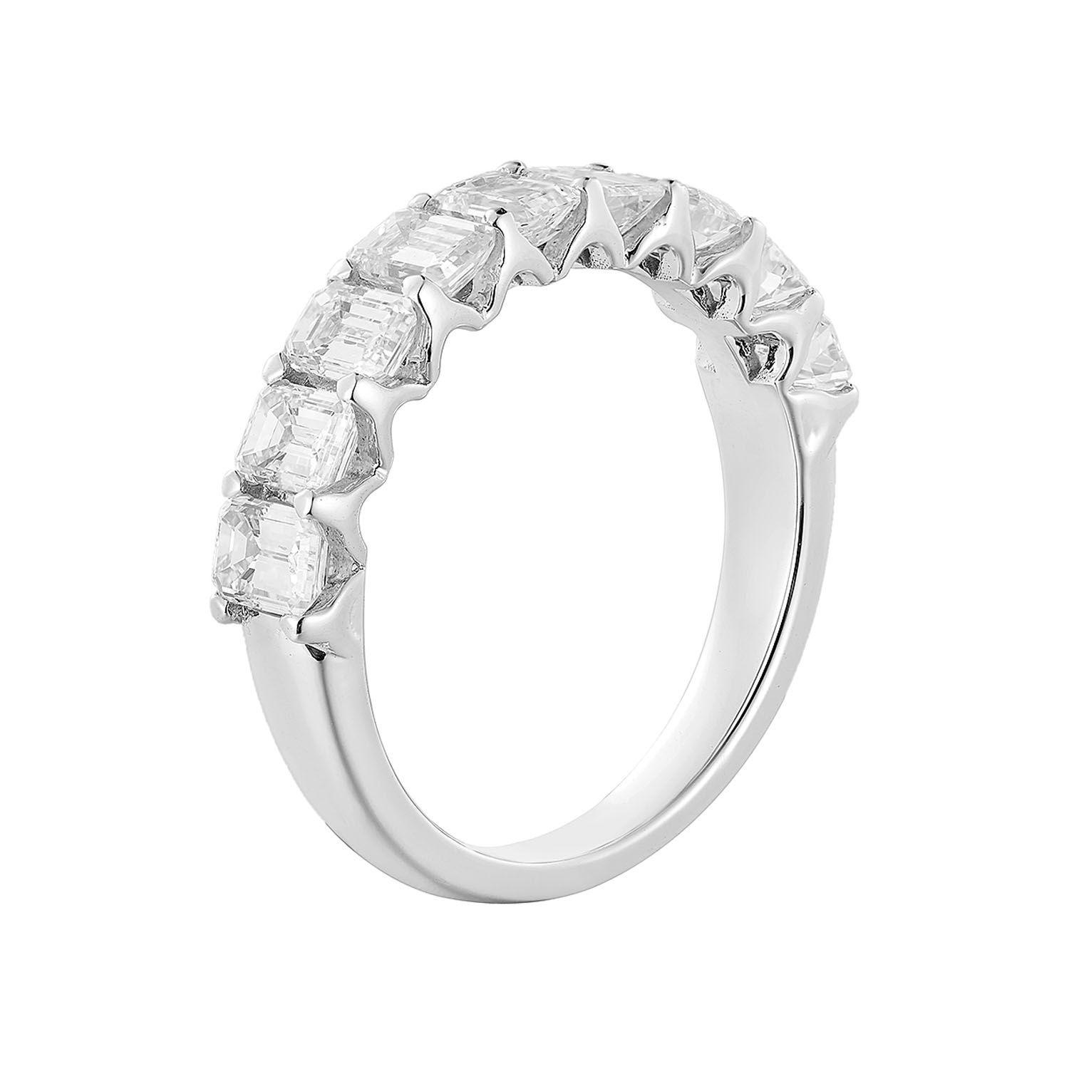 14K White Gold Emerald Natural Diamond Wedding Band MZ11438, Colour: 14KW-3.73g-1.999ct-ND