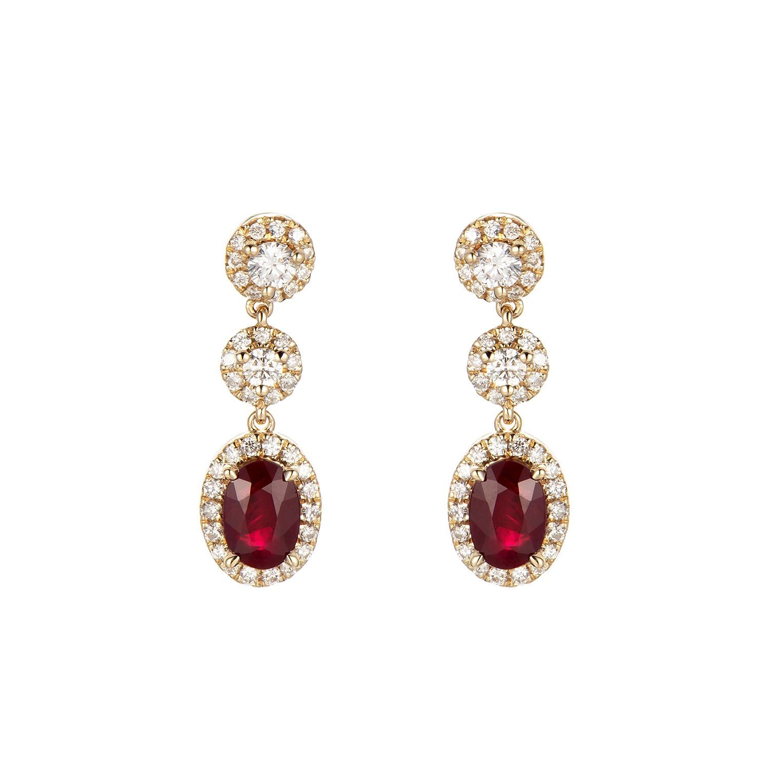 14K Yellow Gold Luxurious Ruby Natural Diamond Earring MZ71074