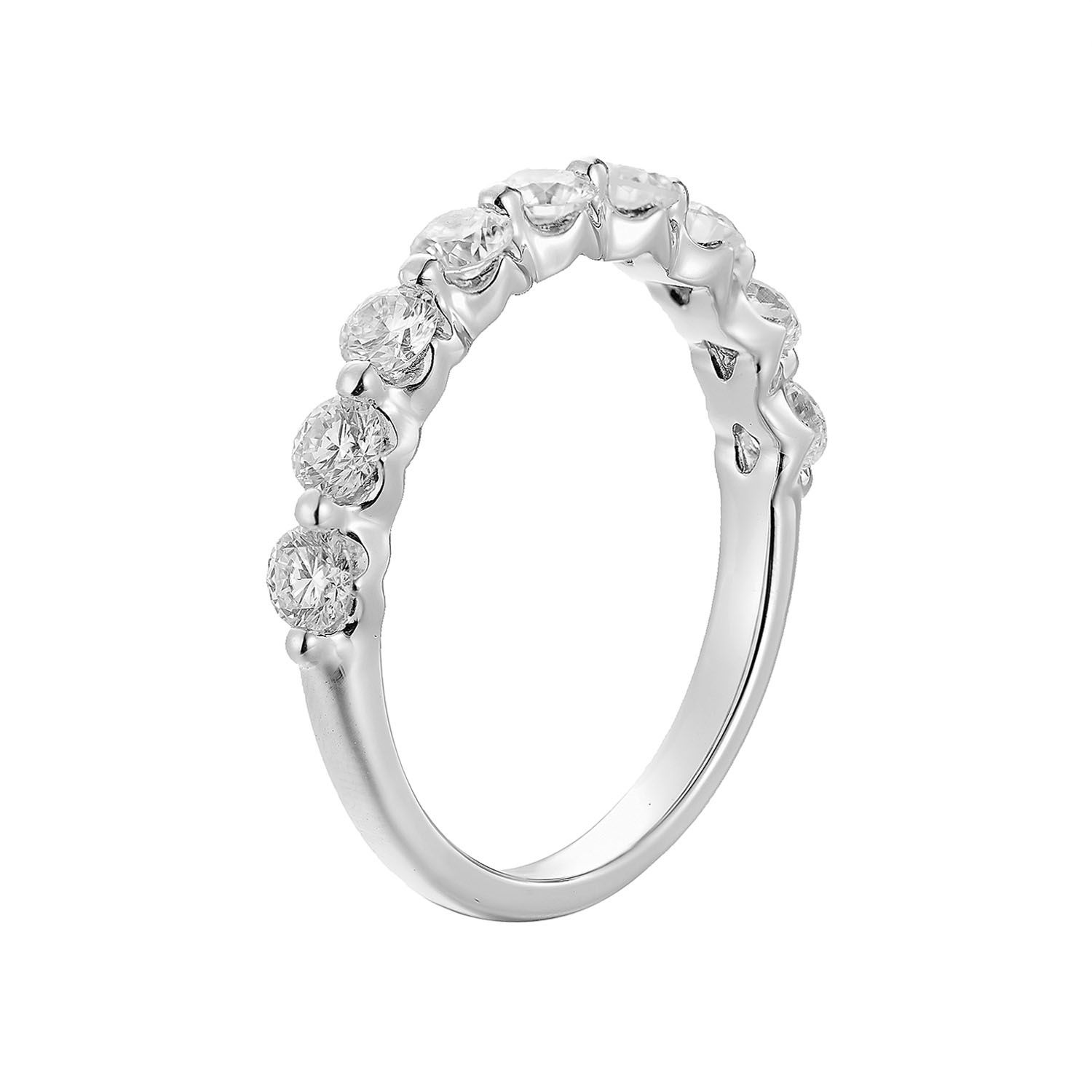 14K White Gold Round Natural Diamond  Wedding Band MZ6705, Colour: 14KWhite-2.32g-0.905ct-ND