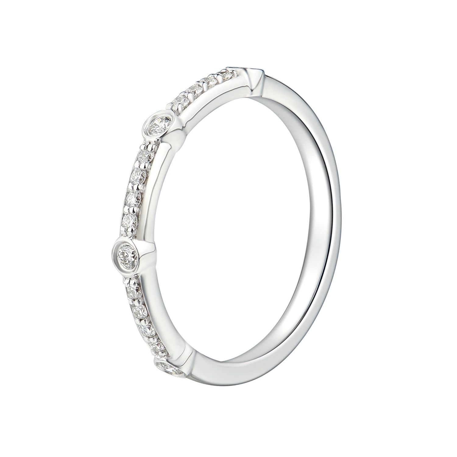 14K White Gold Natural Diamond Wedding Band MZ5133, stone: 14KWhite-2.08g-0.166ct-ND