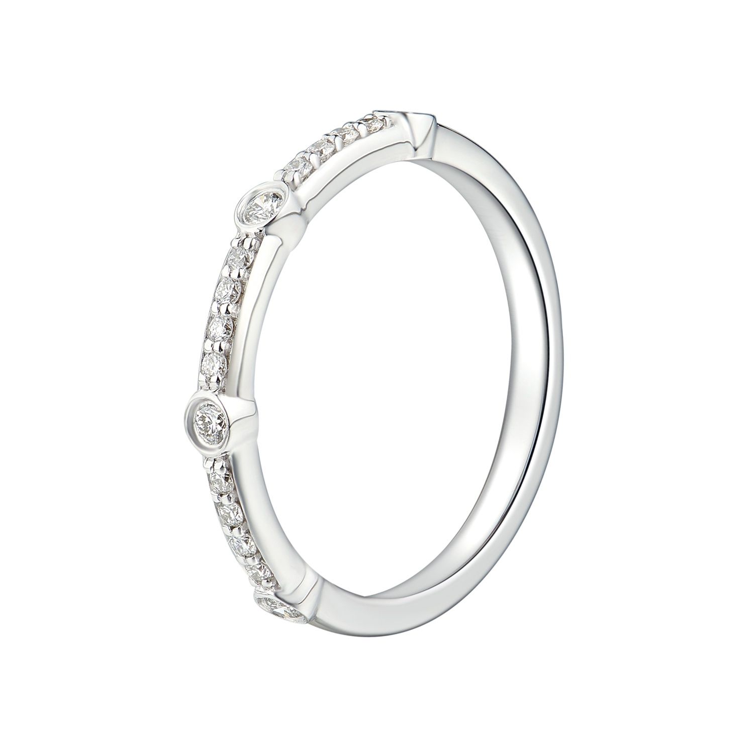 14K White Gold Natural Diamond Wedding Band MZ5133, stone: 14KWhite-2.08g-0.166ct-ND