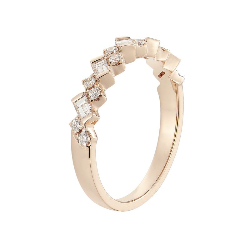 14K Rose Gold Trapezoidal Round Natural Diamond  Wedding Band MZ7198