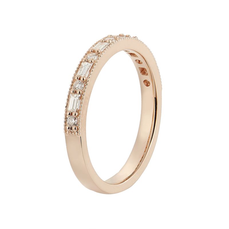 14K Rose Gold Natural Diamond  Baguette Band MZ5155