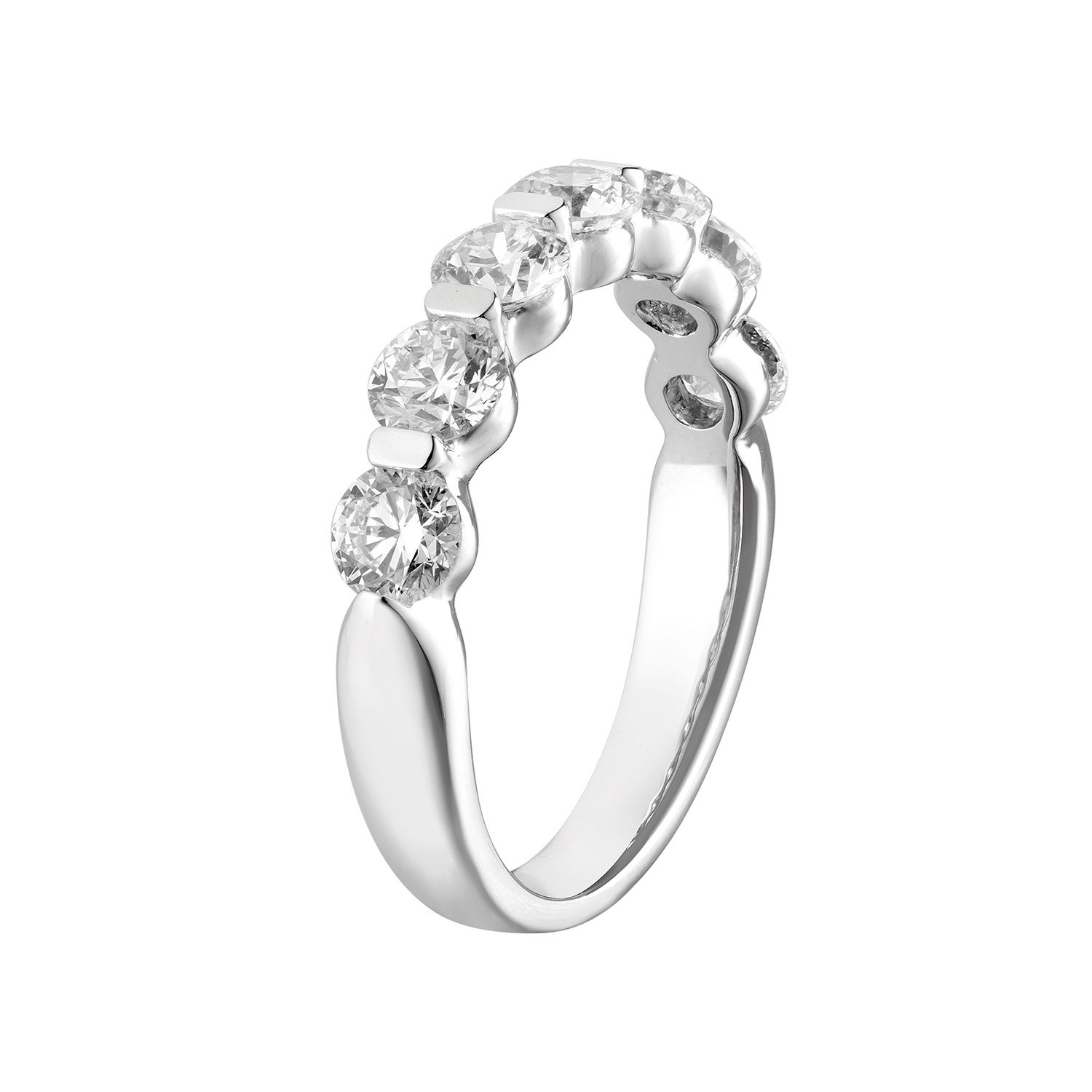 14K White Gold Round Natural Diamond  Wedding Band MZ7277, Colour: 14KWhite-3.59g-1.684ct-ND