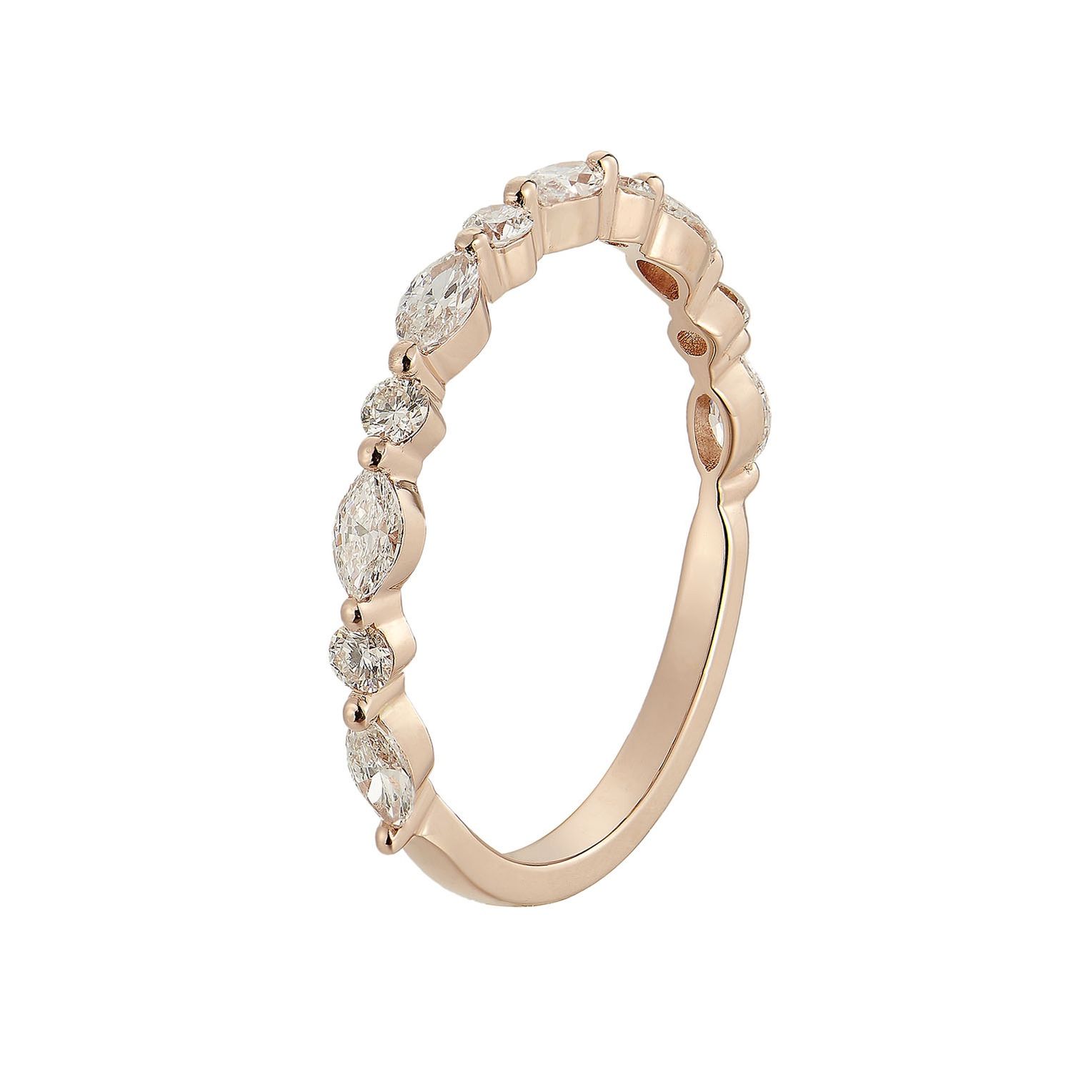 14K Rose Gold Natural Diamond  Wedding Band SJ0107