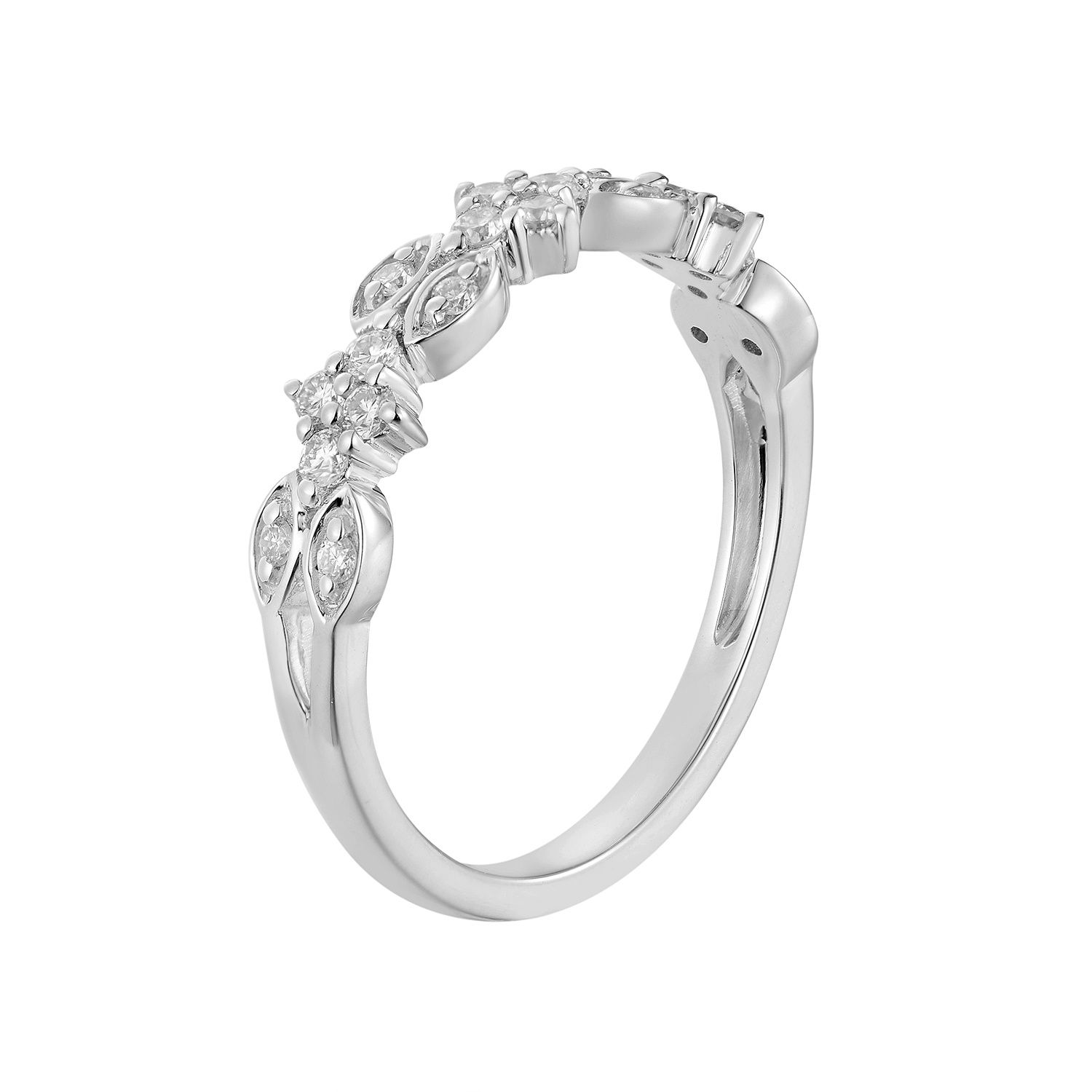 14K White/  Yellow Gold Natural Diamond  Wedding Band MZ6162, Colour: 14KWhite-2.40g-0.251ct-ND