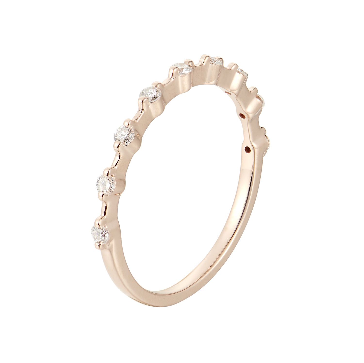 14K White/Rose Gold Round Natural Diamond  Band MZ1562, Colour: 14KRose-1.26g-0.177ct-ND