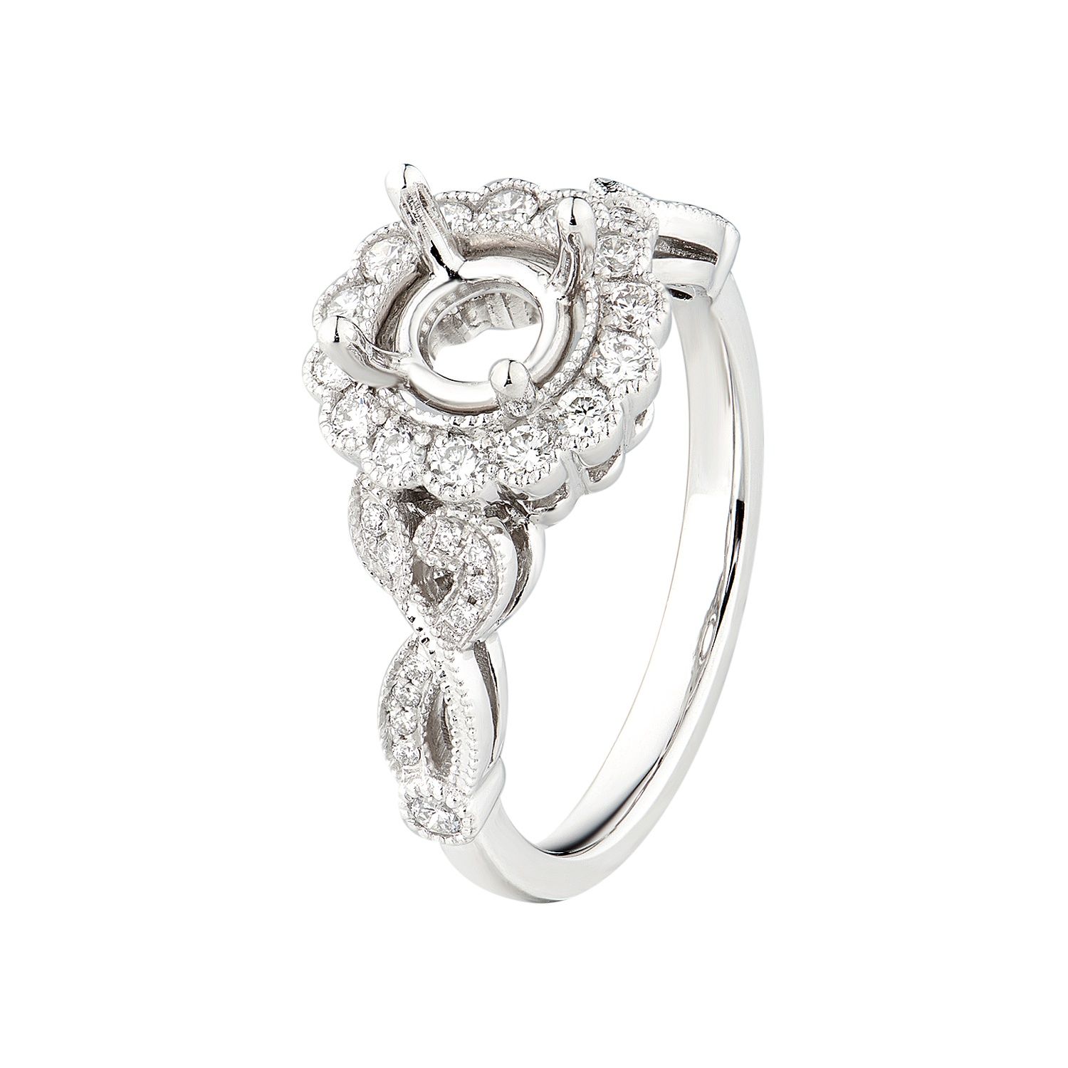 14K White/Yellow Gold Natural Diamond Engagement Ring MZ2017, Colour: 14KW-4.17g-0.383ct-ND