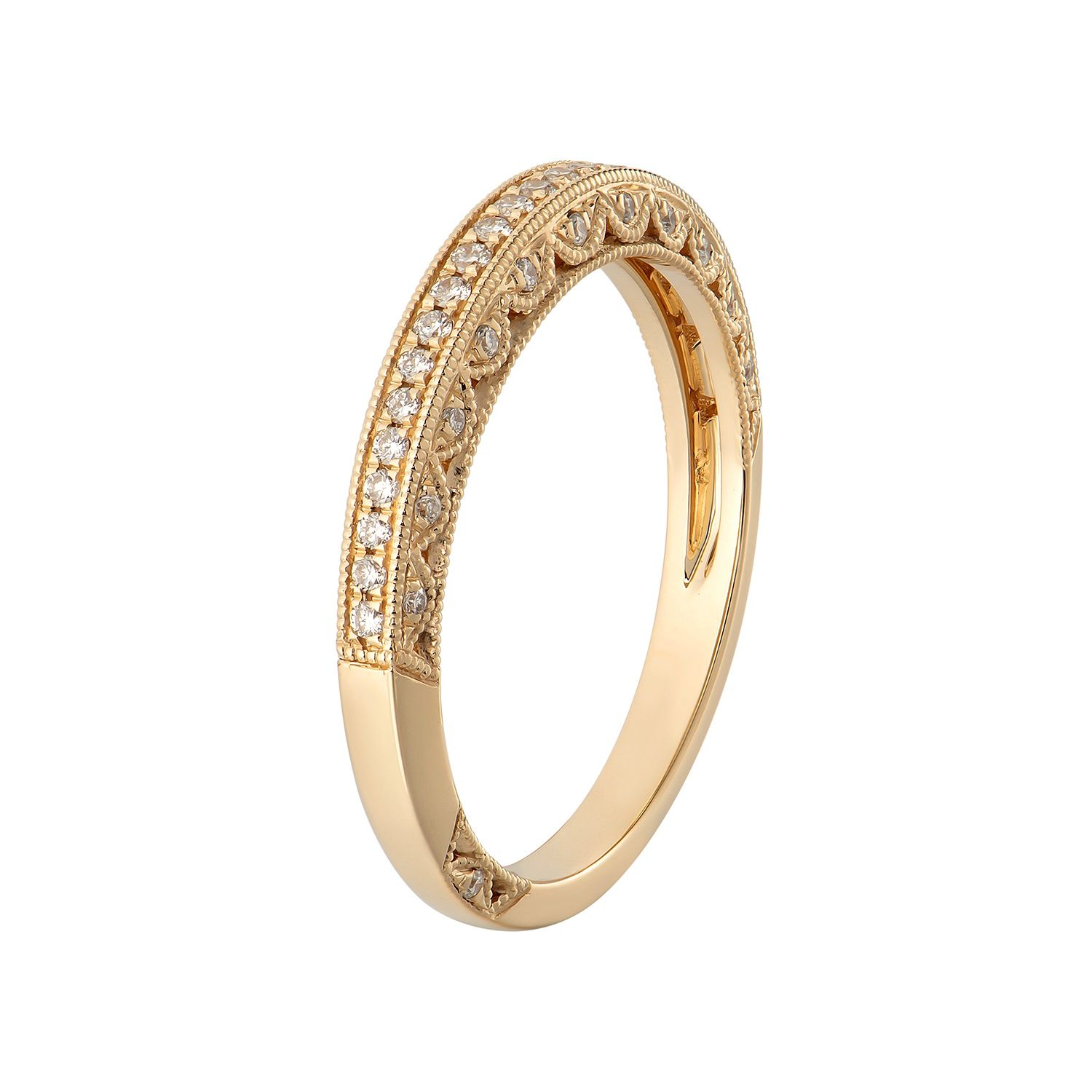 14K Yellow Gold Round Natural Diamond  Wedding Band MZ7484 Natural Diamond, Colour: 14KYellow-2.48g-0.22ct-ND
