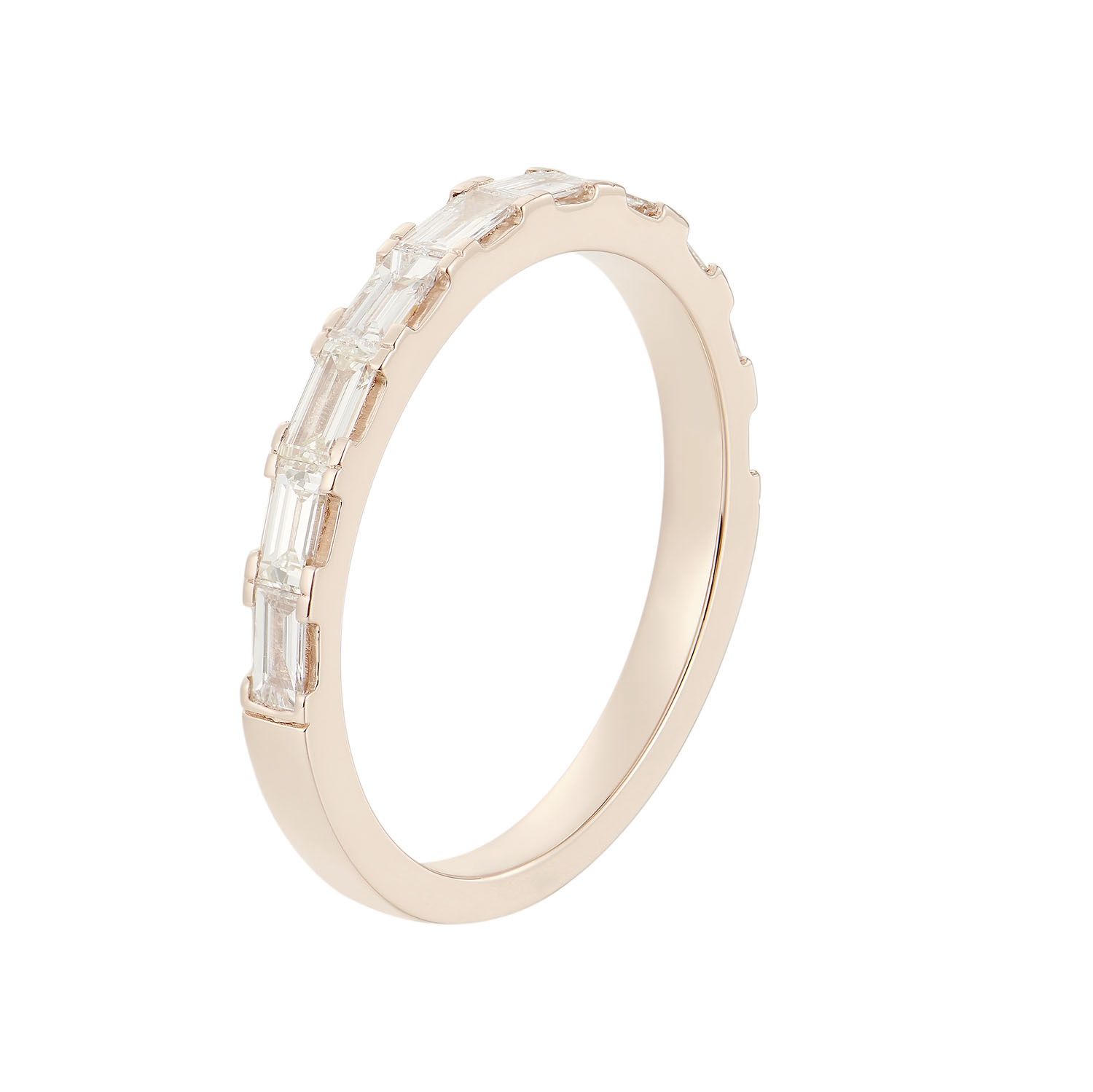 14K Rose Gold Baguette Natural Diamond  Wedding Band MZ1628, Colour: 14KR-2.28g-0.624ct-ND