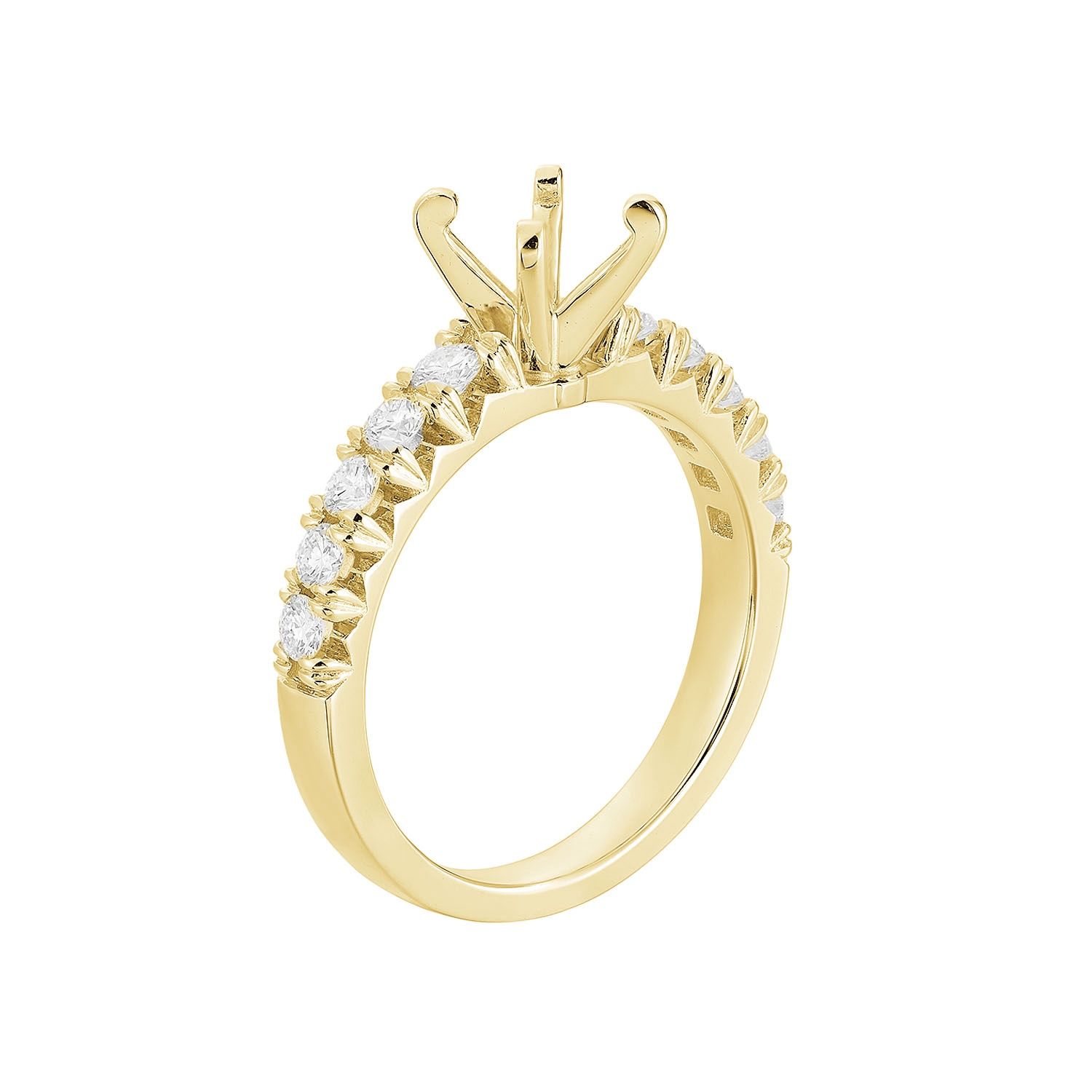 14K White Gold Natural Diamond Engagement Ring MZ5131-1CT-Accent0.5CT, Colour: 14KYellow-3.96g-0.504ct-ND