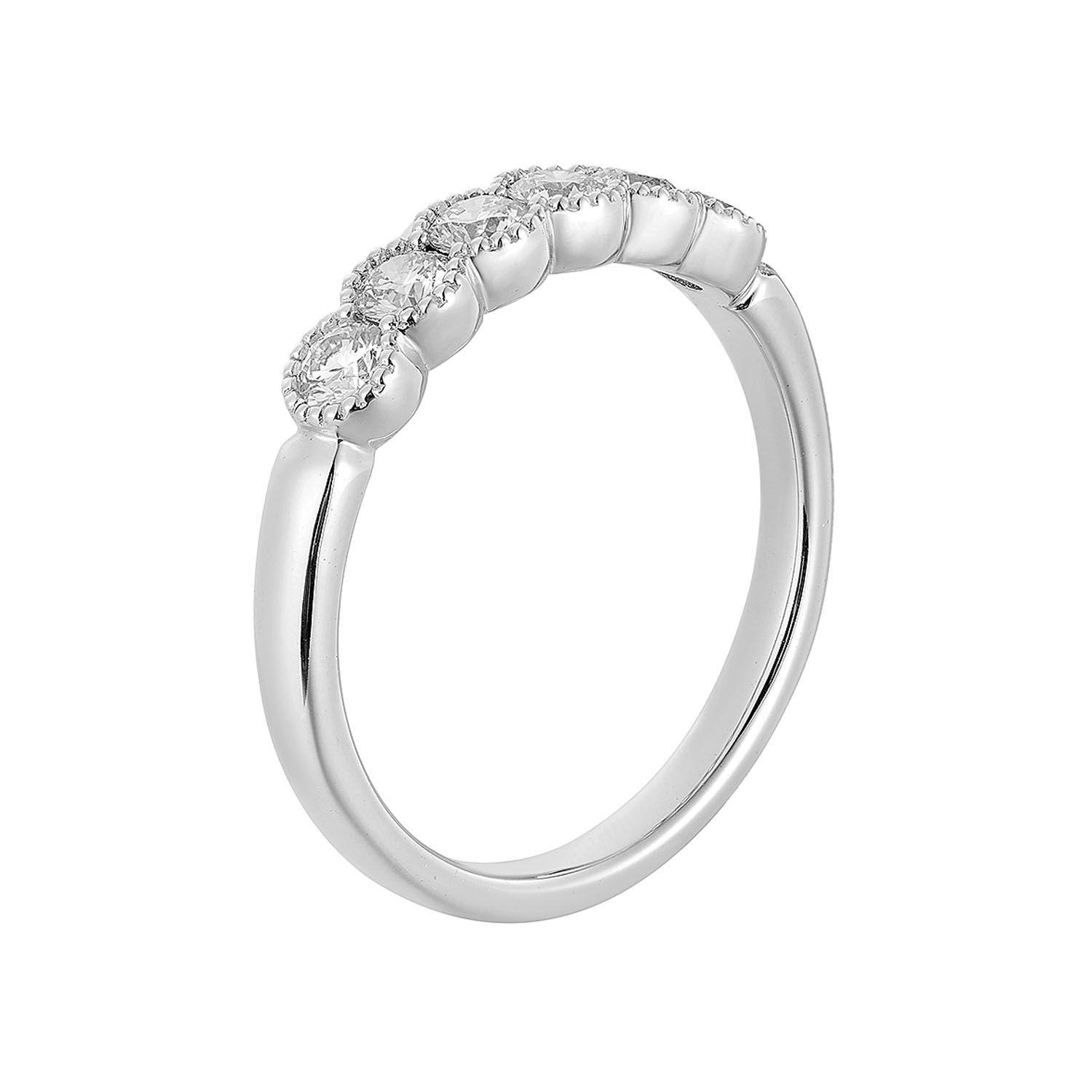 14K White Gold Round Natural Diamond  Anniversary Band MZ5819-1, Colour: 14KWhite-2.85g-0.476ct-ND