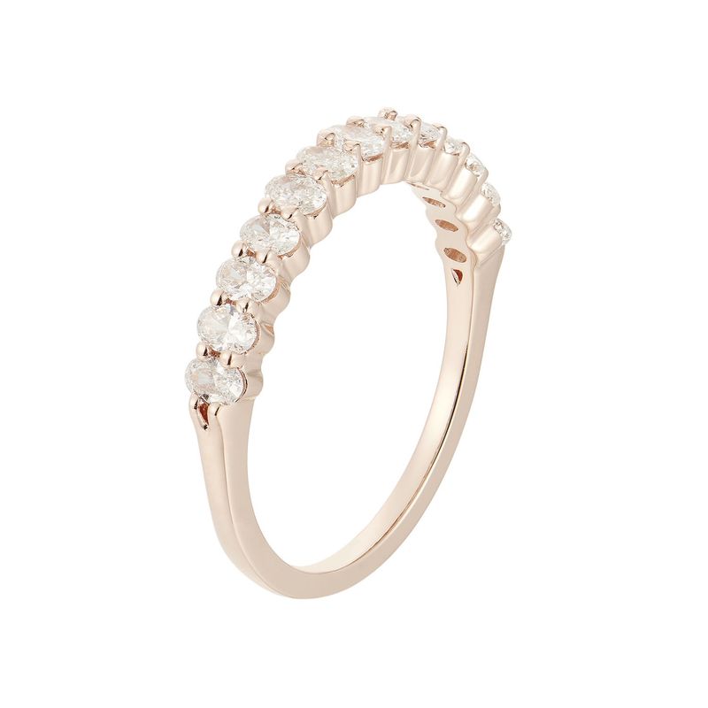 14K Rose Gold Oval Natural Diamond  Wedding Band MZ71274