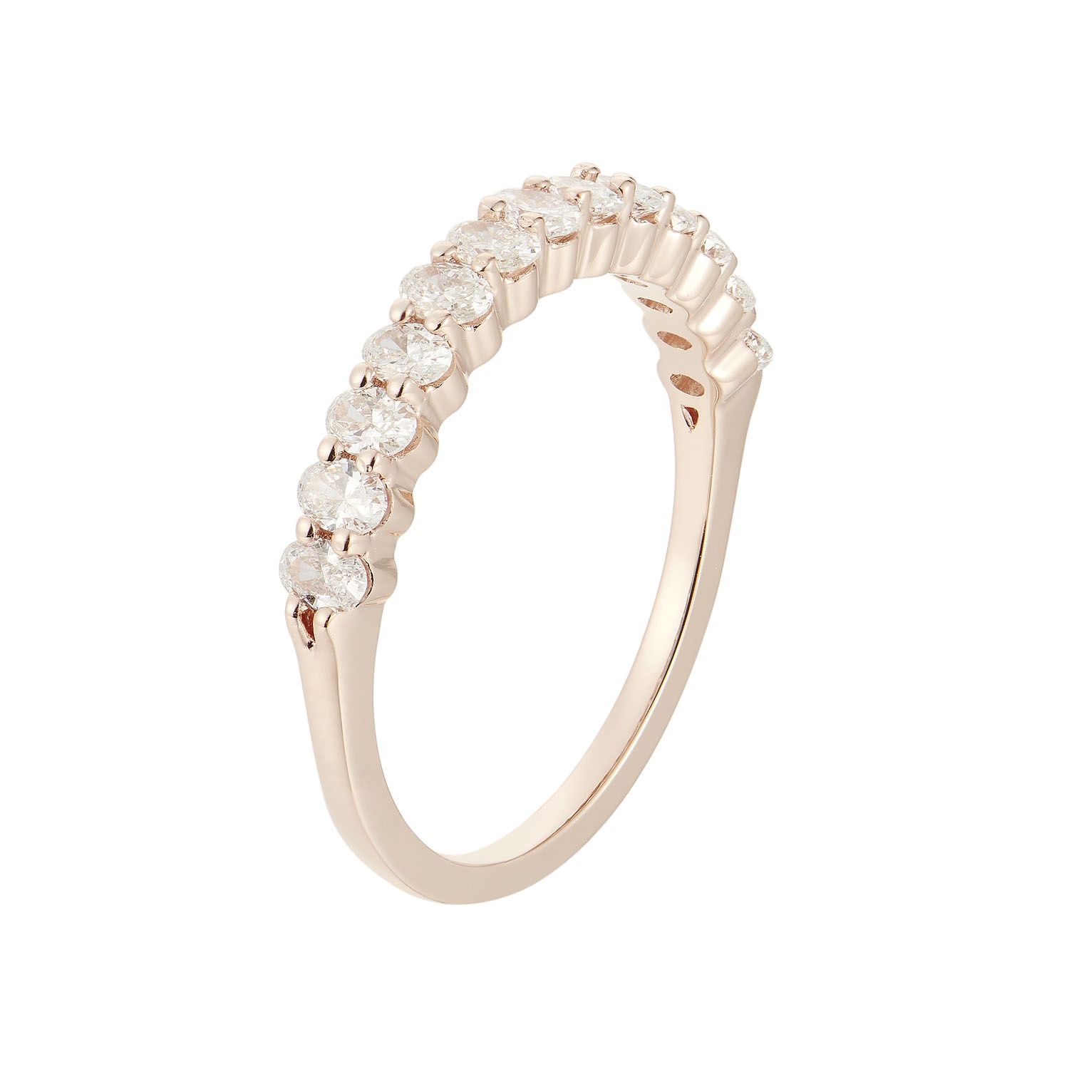 14K Rose Gold Oval Natural Diamond  Wedding Band MZ71274, Colour: 14KRose-2.1g-0.69ct-ND