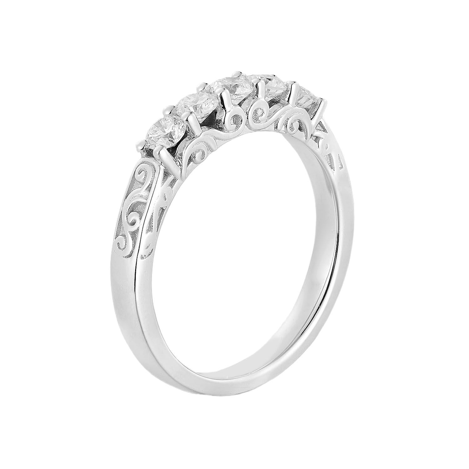14K White Gold Round Natural Diamond  Wedding Band MZ11420, Colour: 14KWhite-3.55g-0.504ct-ND