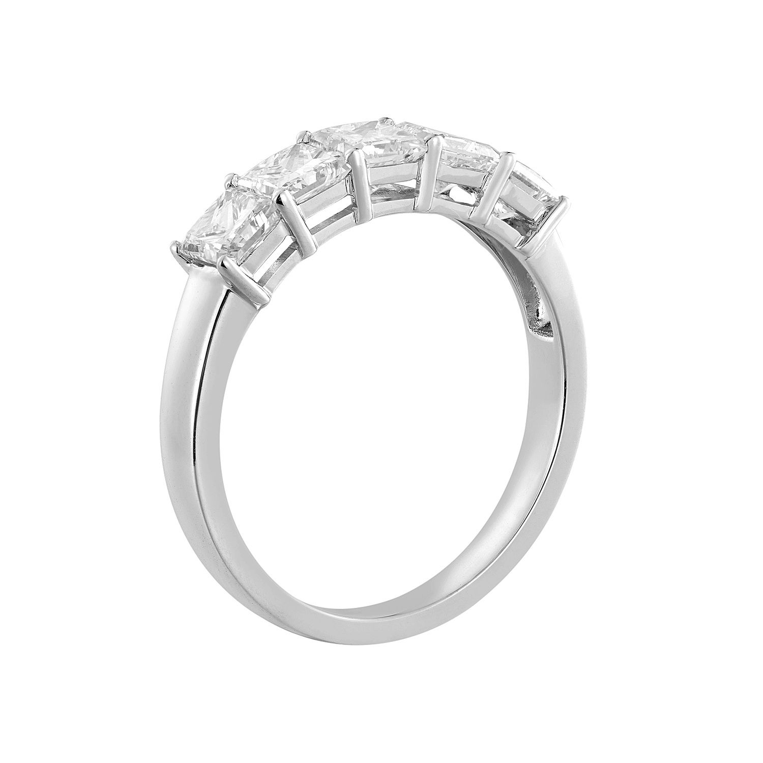 14K White Gold Princess Natural Diamond  Wedding Band MZ6713, Colour: 14KWhite-2.6g-1.503ct-ND
