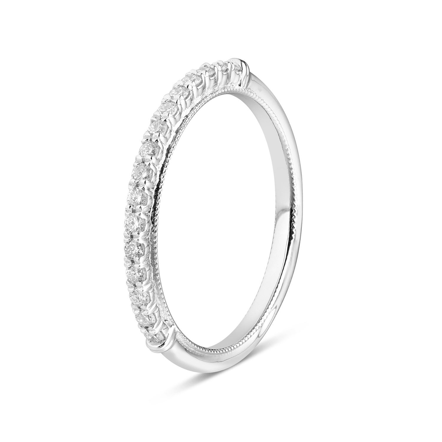 14K White Gold Natural Diamond  Wedding Band MZ5078, Colour: 14KWhite-1.78g-0.211ct-ND