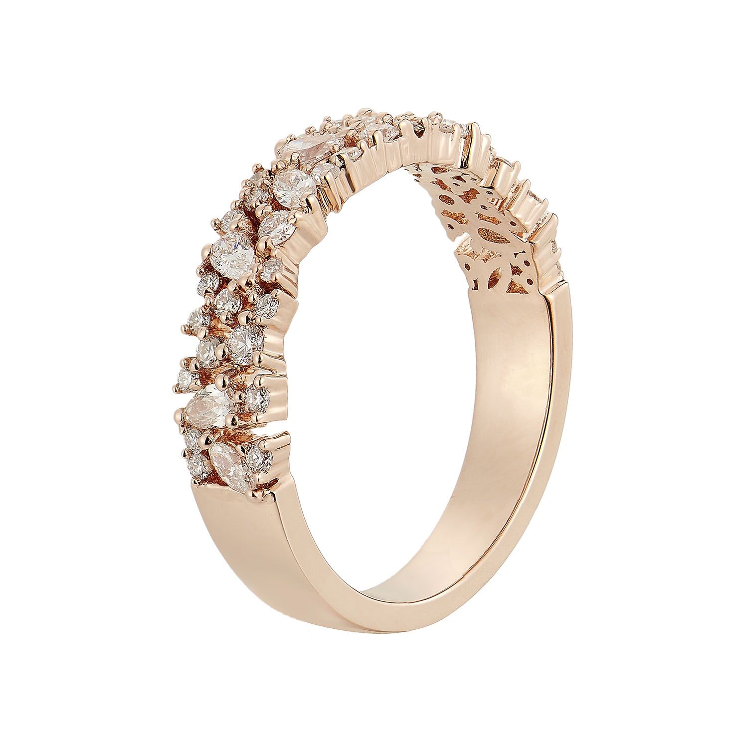 14K Rose Gold Natural Diamond  Wedding Band MZ9177 Natural Diamond, Colour: 14KR-3.46g-0.556ct-ND