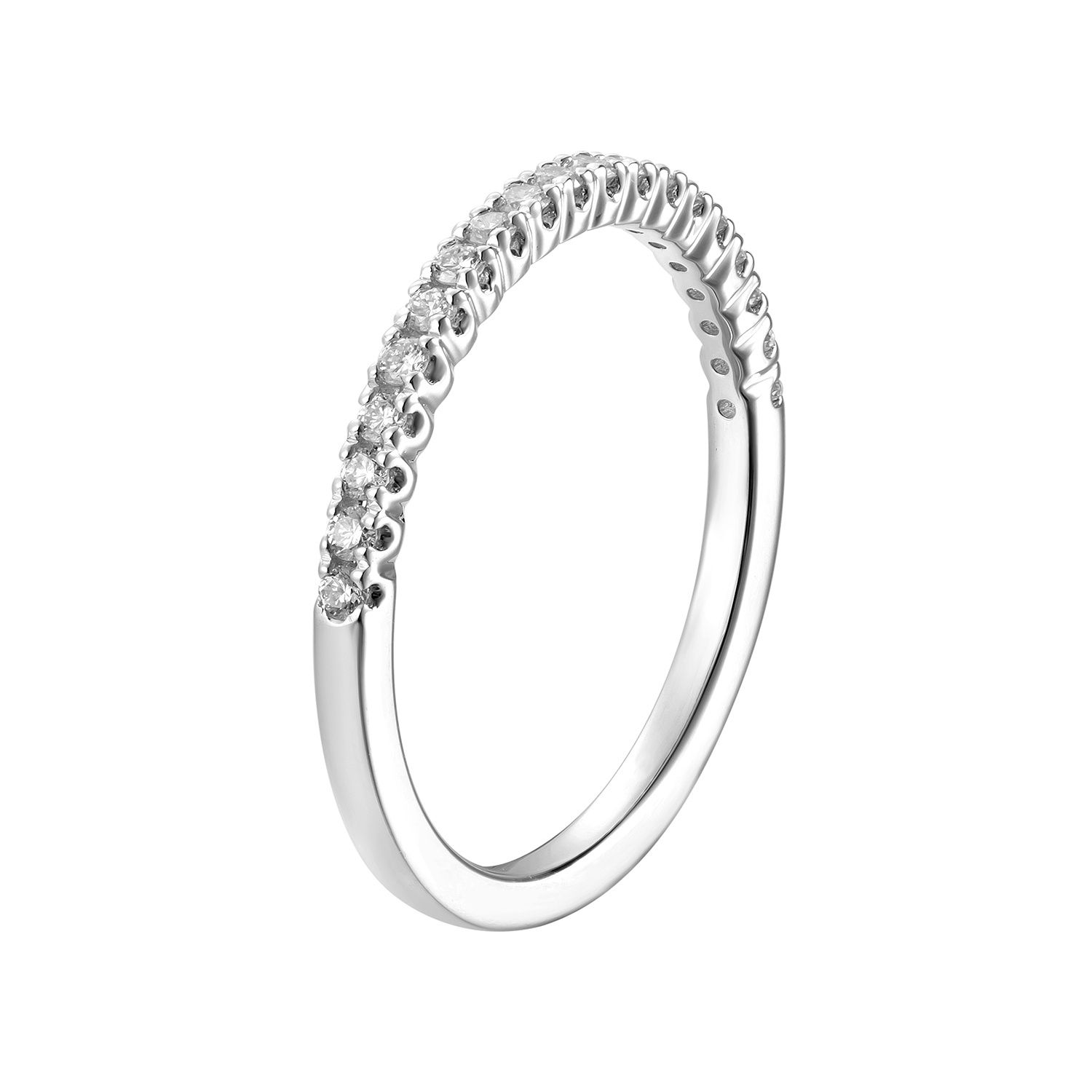 14K White Gold Round Natural Diamond  Wedding Band MZ9468, Colour: 14KWhite-1.58g-0.232ct-ND