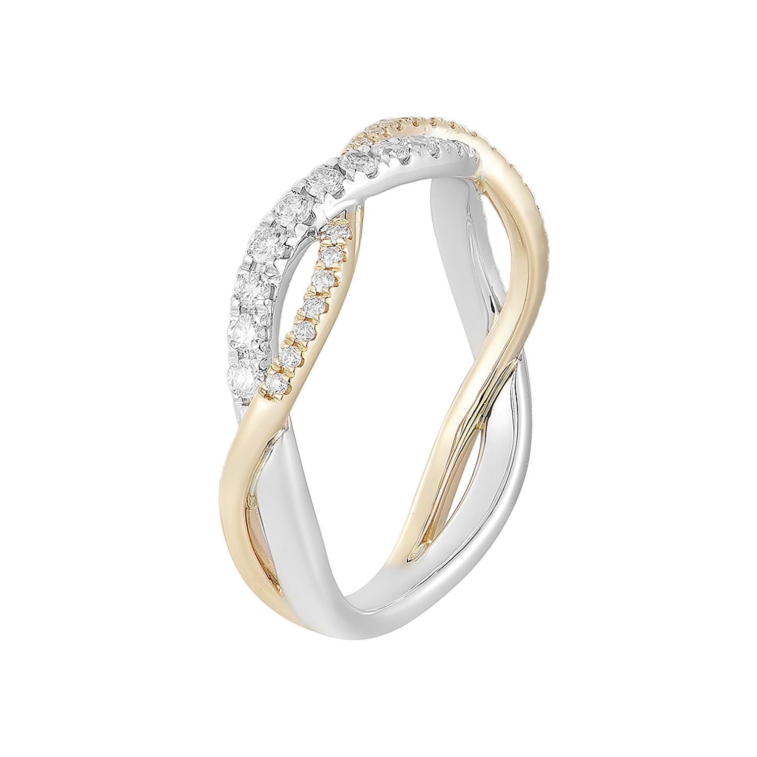 14K White Gold 14K Yellow Gold Natural Diamond Wedding Band MG-35, Colour: White+Yellow