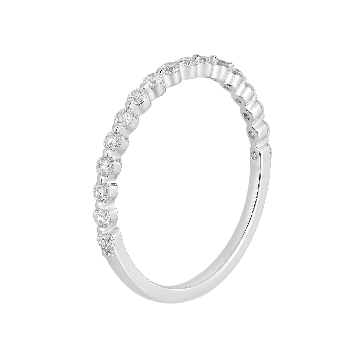 14K White/Yellow Gold Round Natural Diamond  Wedding Band MZ052-GAI, Colour: 14KWhite-0.83g-0.237ct-ND