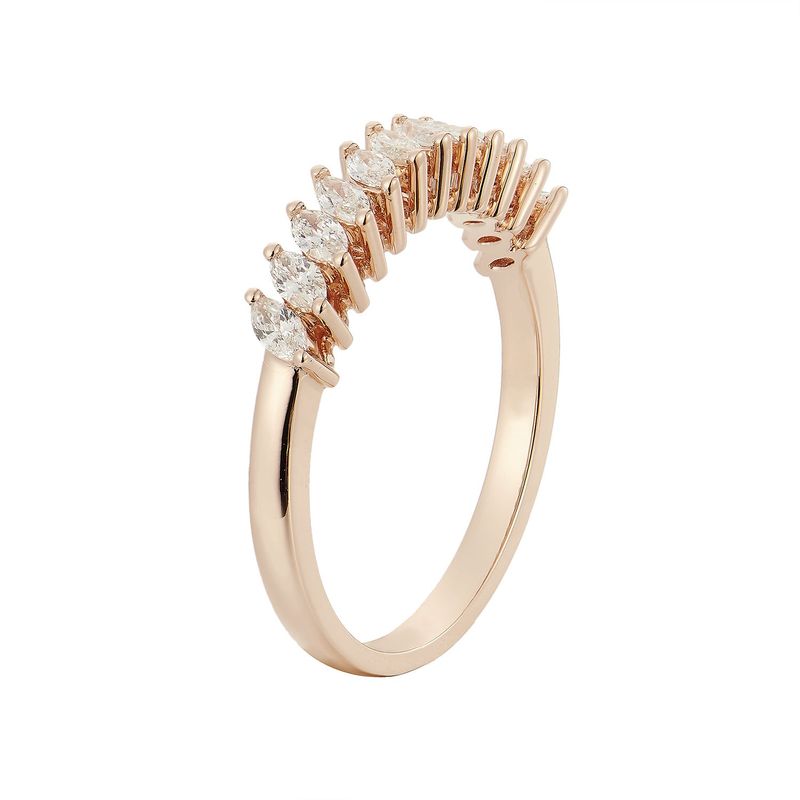 14K Rose Gold Marquise Natural Diamond  Wedding Band MZ6874