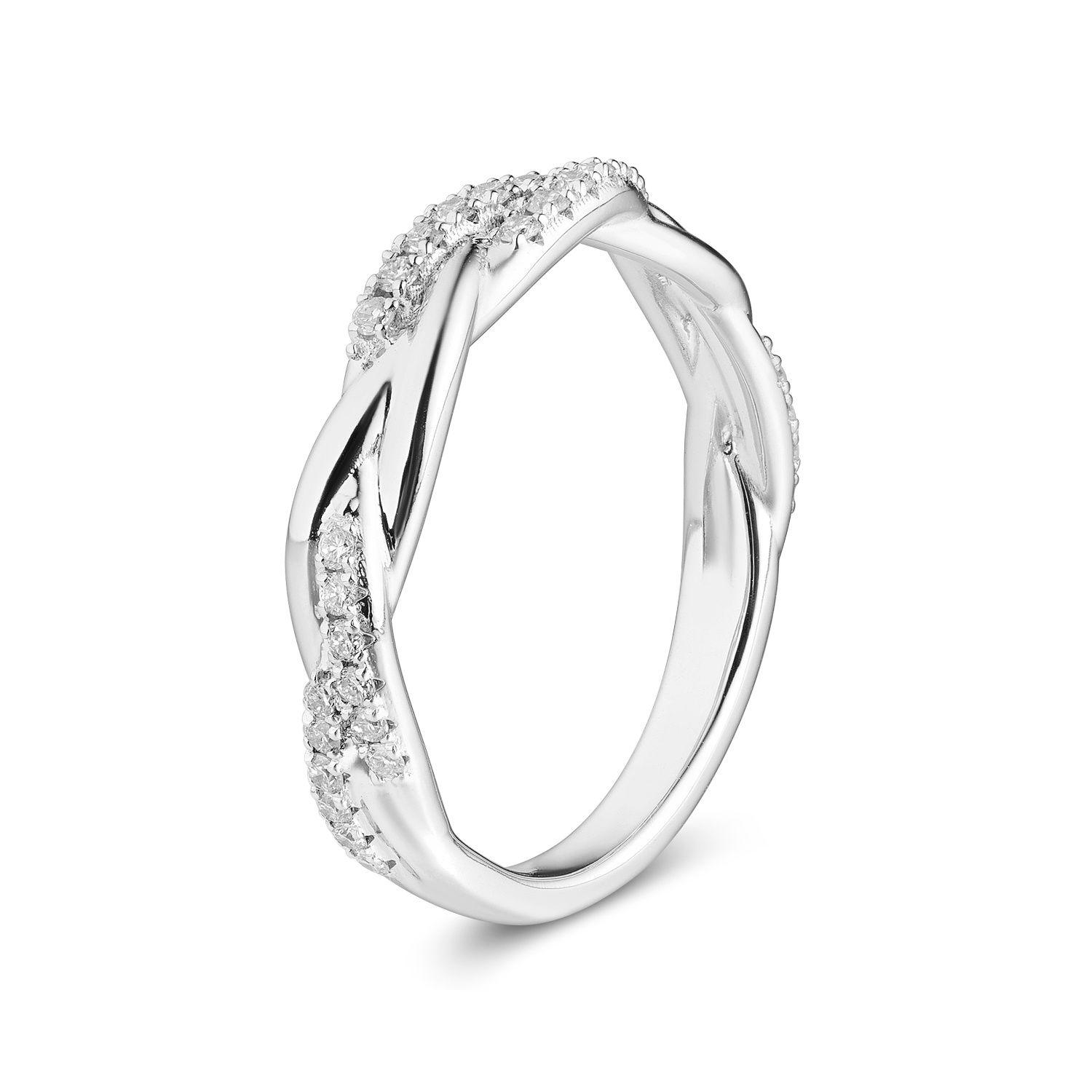 14K White Gold Natural Diamond Half Way Band MZ6076, Colour: 14KWhite-2.84g-0.216ct-ND