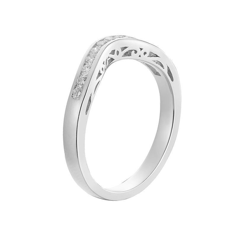 14K White Gold Curved Natural Diamond  Band MZ61720