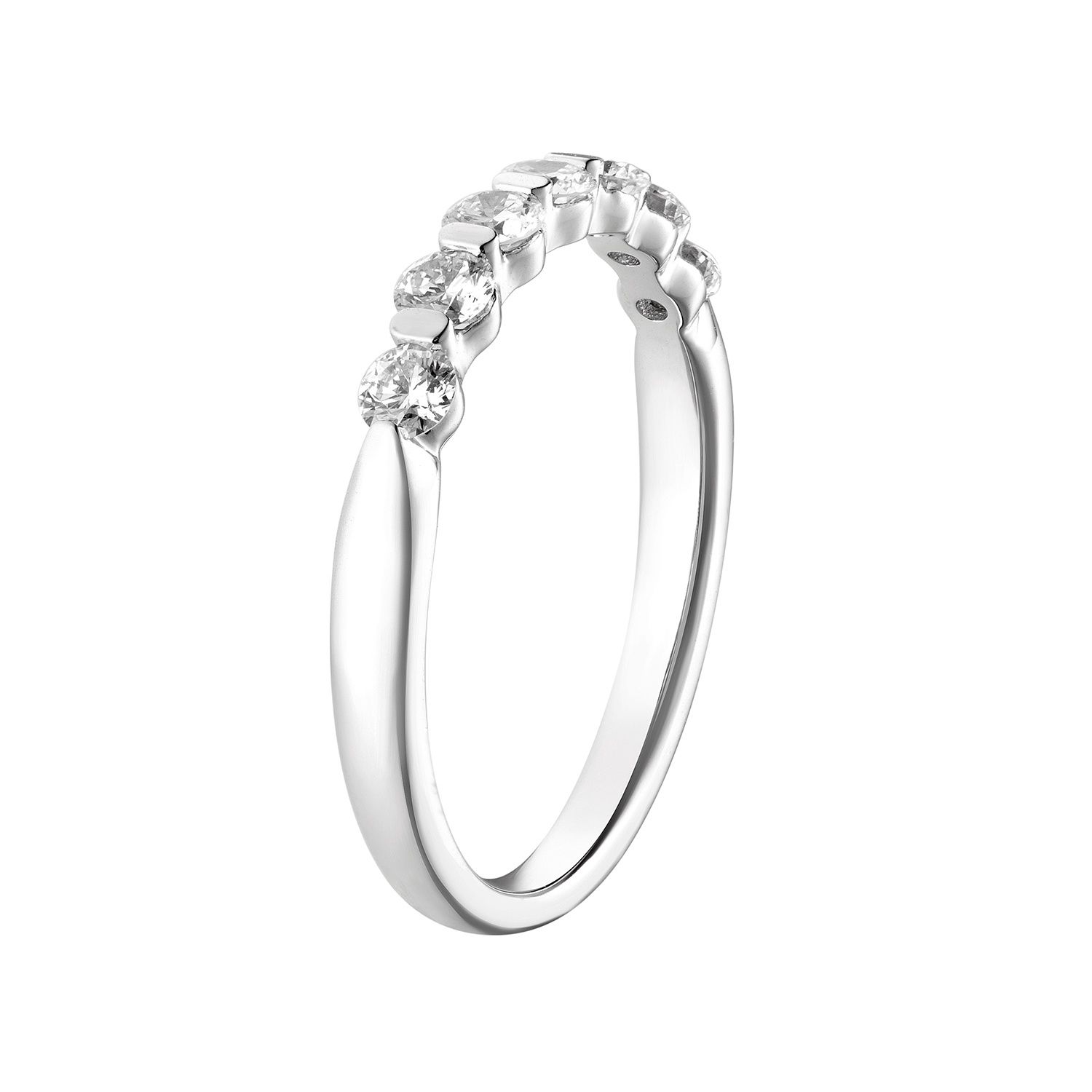 14K White Gold Round Natural Diamond  Wedding Band MZ7275, Colour: 14KWhite-2.16g-0.489ct-ND