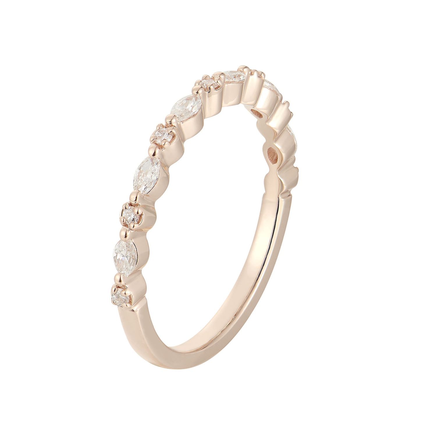 14K Rose Gold Natural Diamond  Wedding Band MZ9319