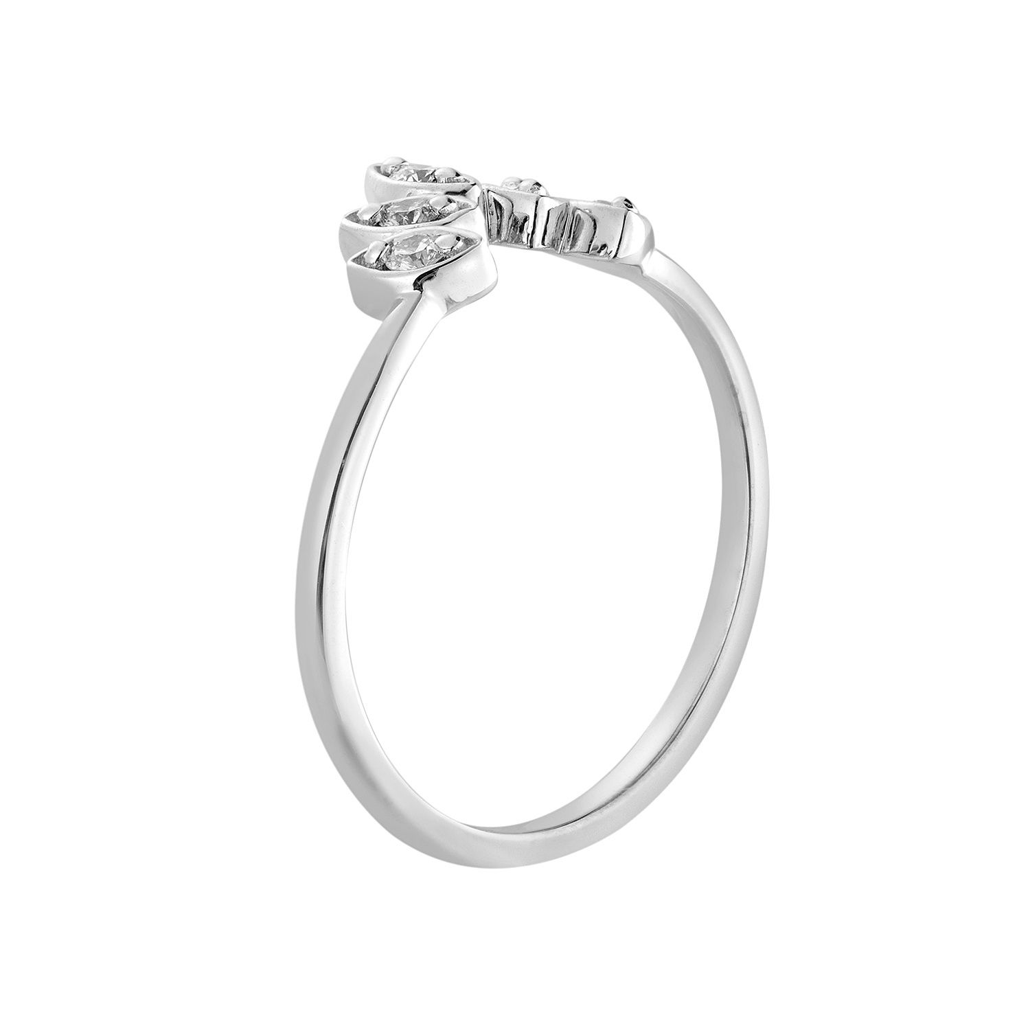 14K White Gold Natural Diamond  Curved Band MZ61412, Colour: 14KWhite-1.84g-0.131ct-ND