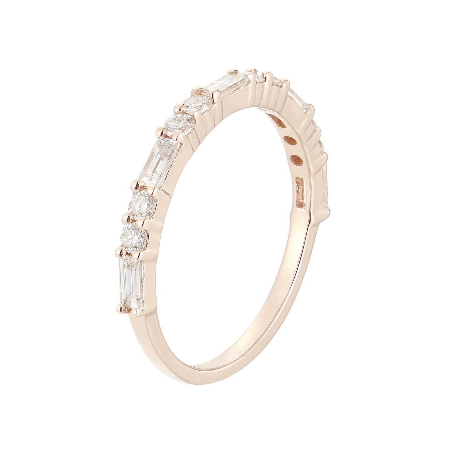 14K Rose Gold Natural Diamond  Wedding Band GZ00040, Colour: 14KR-1.59g-0.897ct-ND